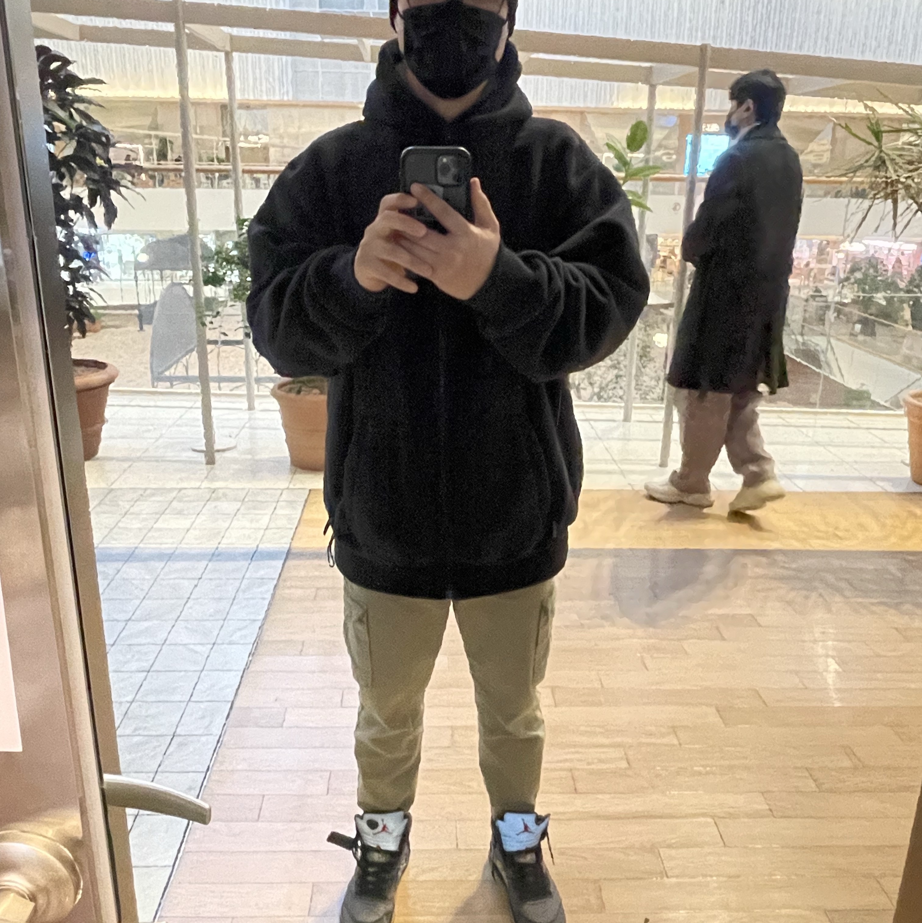 Jordan 5 x Off-White Retro SP Black Muslin, Palace Polartec Lazer Zip Hood Black - 24FW 착용 스타일