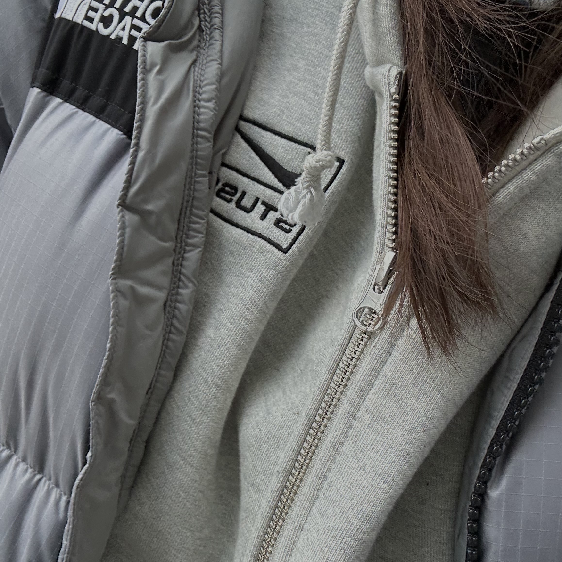 Nike x Stussy Full Zip Fleece Hoodie Grey Heather (FJ9181-050) 착용 스타일