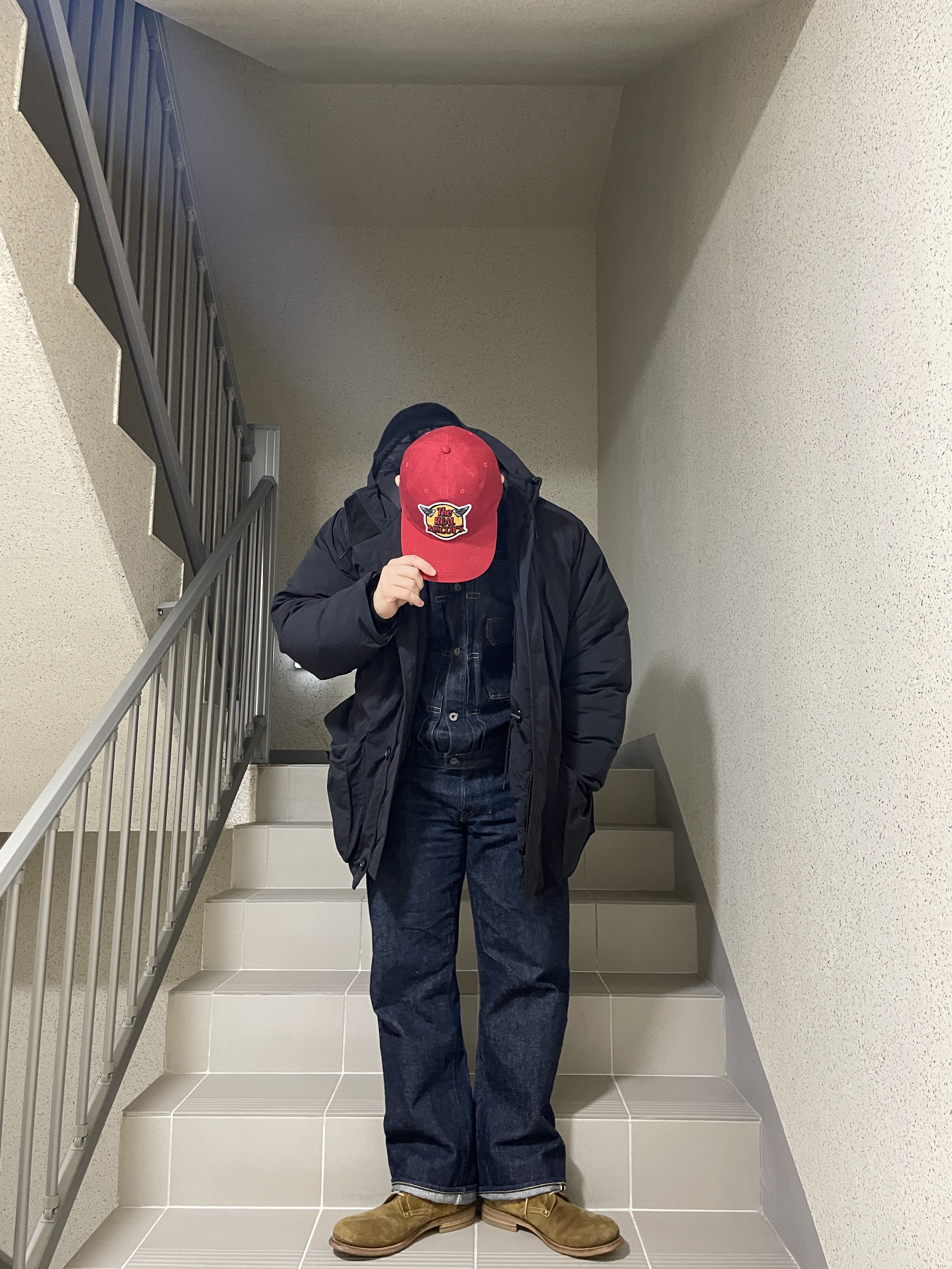 The Real McCoy's Logo Baseball Cap Red 착용 스타일 - 4
