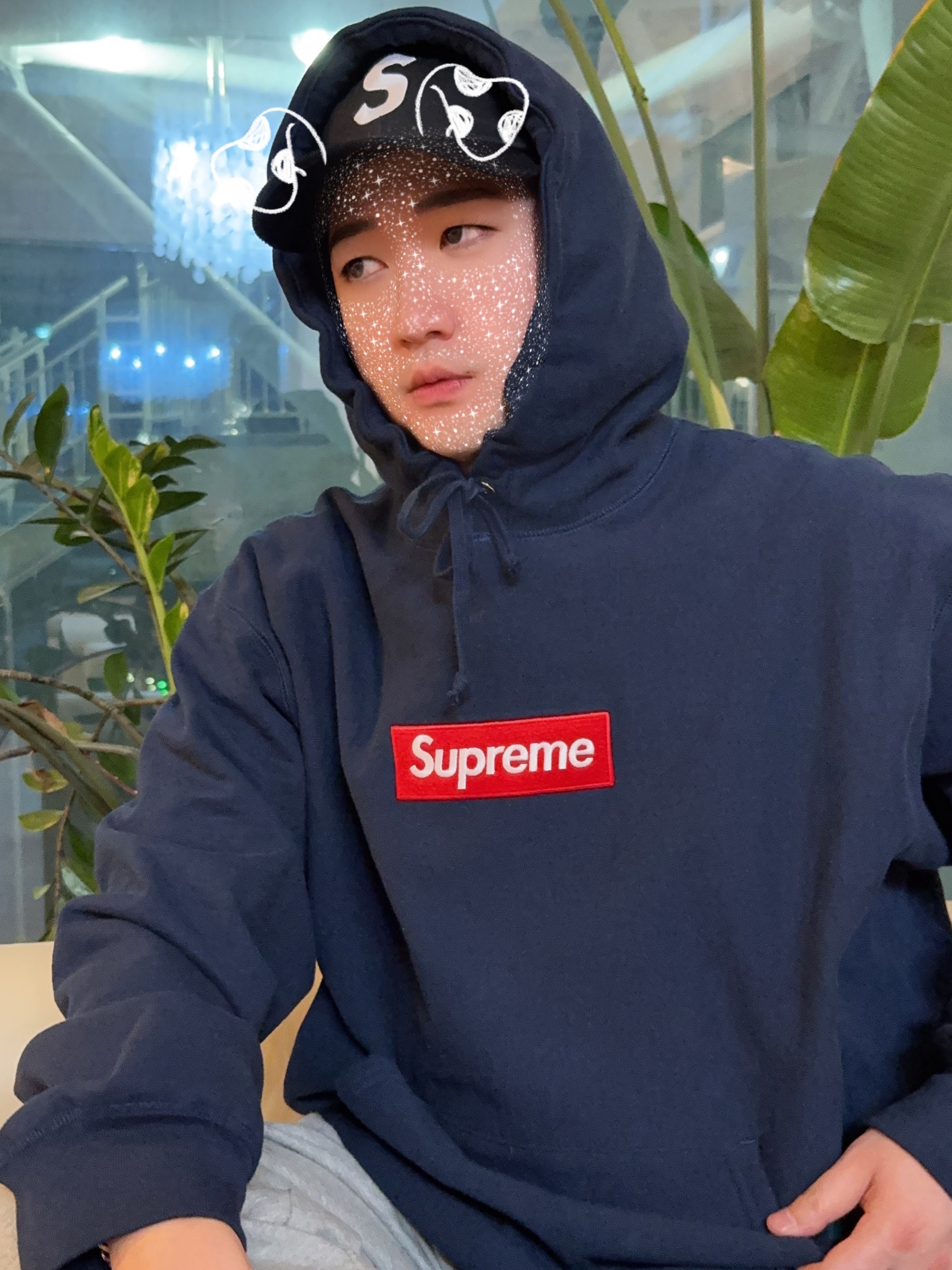 Supreme 2-Tone S Logo 6-Panel Black - 24SS, Supreme Box Logo Hooded Sweatshirt Navy - 24FW 착용 스타일 - 2