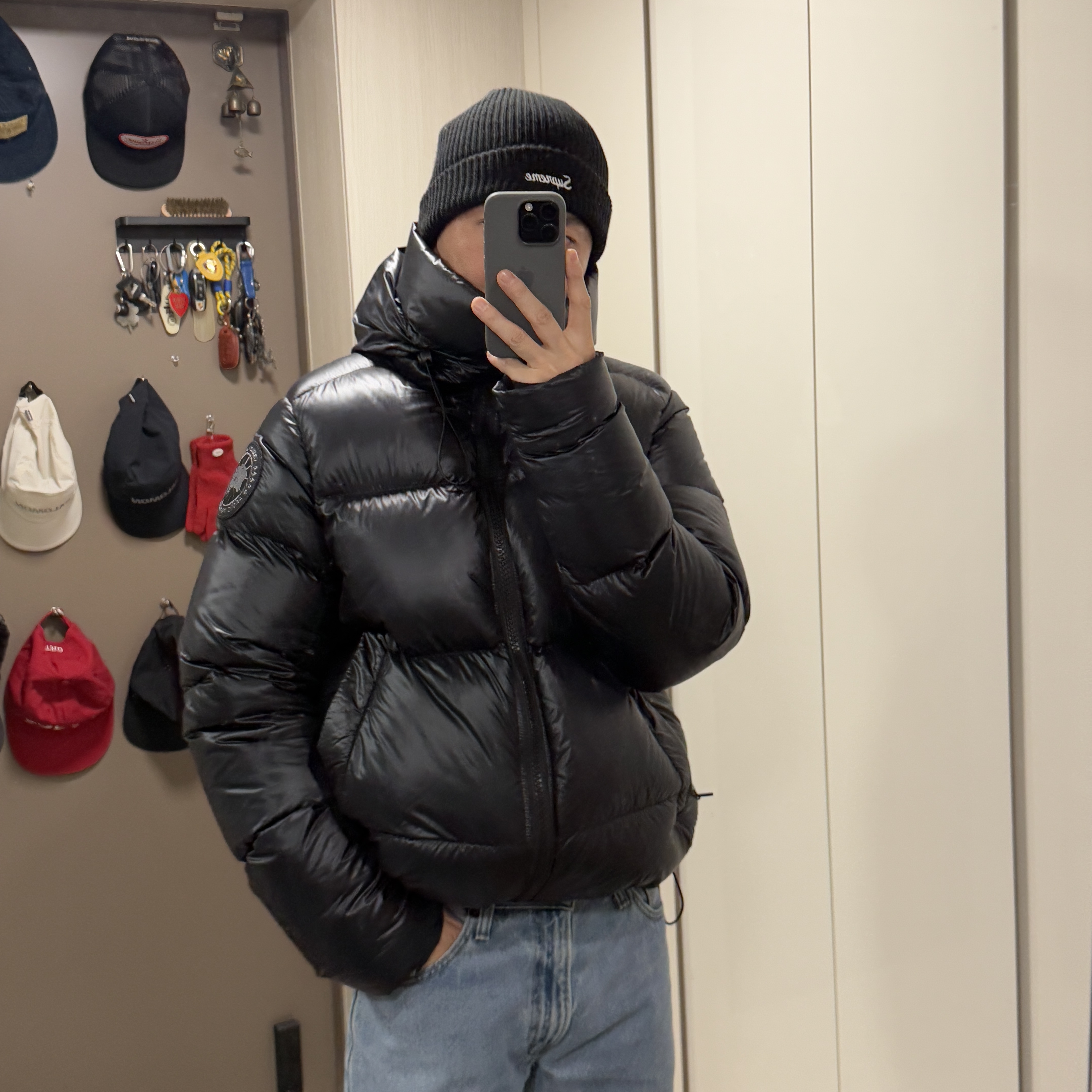 Canada Goose Crofton Puffer Black Label Black, Canada Goose Crofton Puffer Black 착용 스타일 - 2