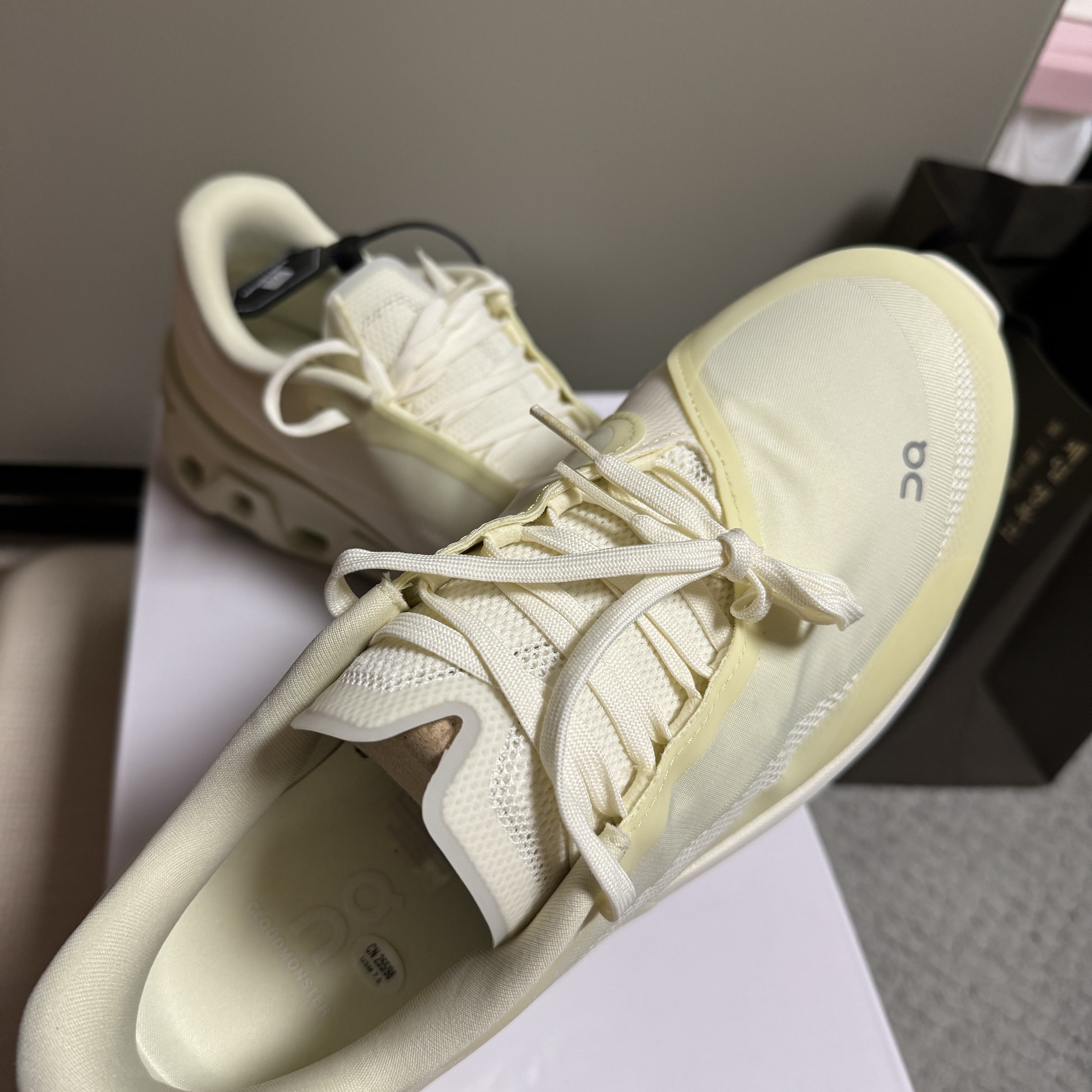 On Running x Post Archive Faction (Paf) Cloudmonster 2 Seedling White 착용 스타일