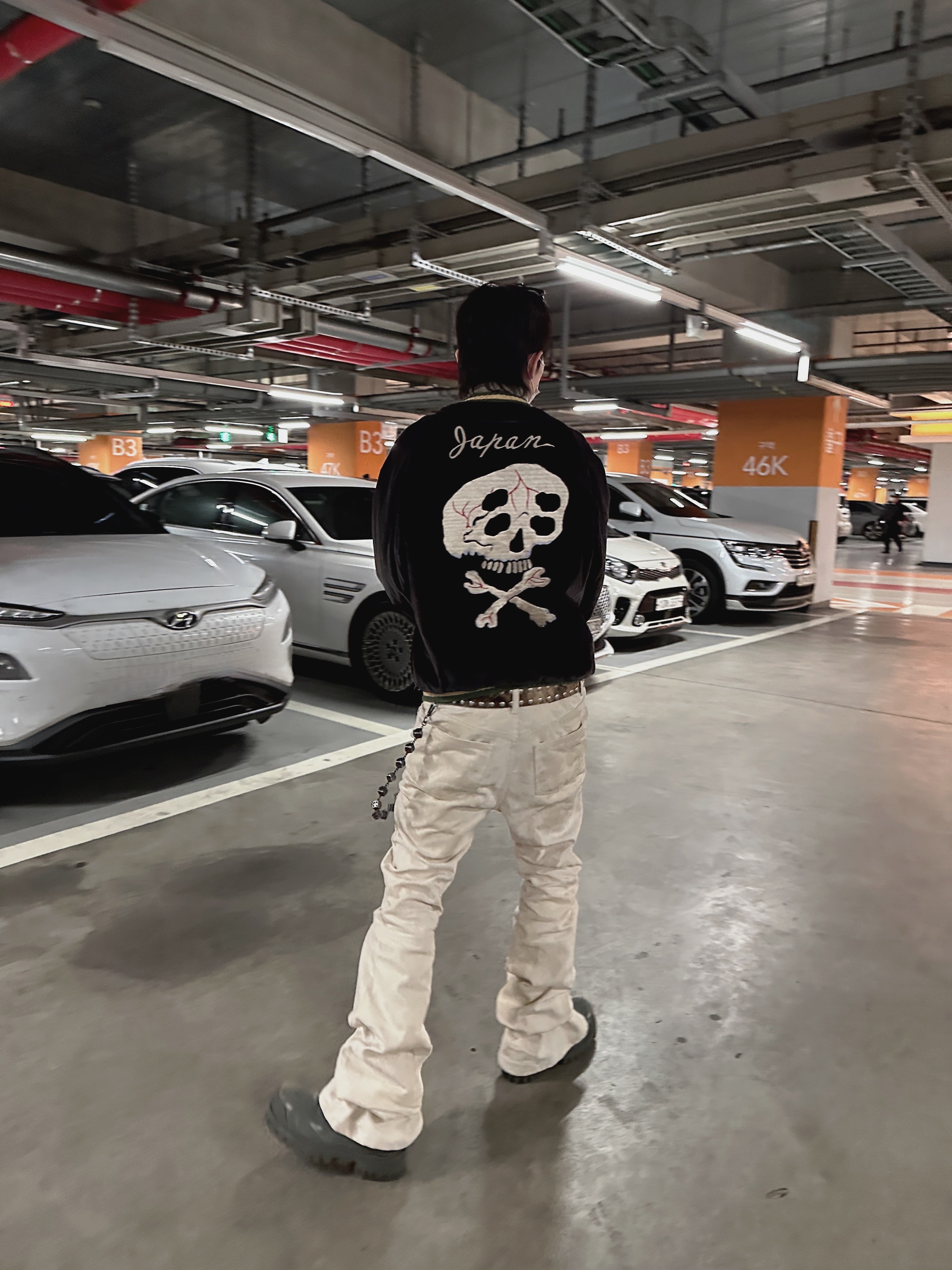 Kapital Velveteen Sulfide Souvenir Rain Skull Jacket Black 착용 스타일 - 2