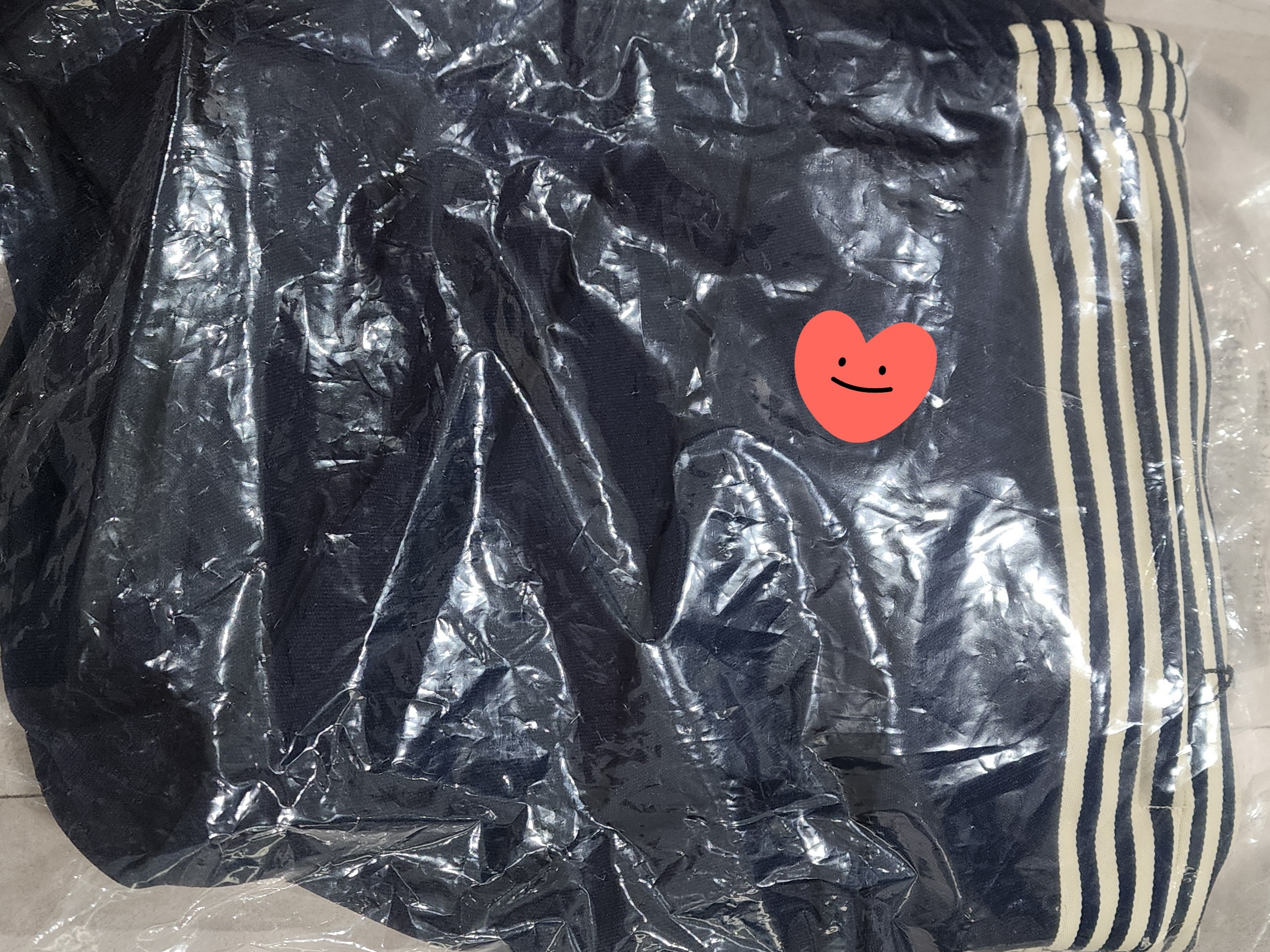 Kapital Stuntman & Woman Smooth Jersey Baggy Track Pants Banner Stripe Navy 착용 스타일