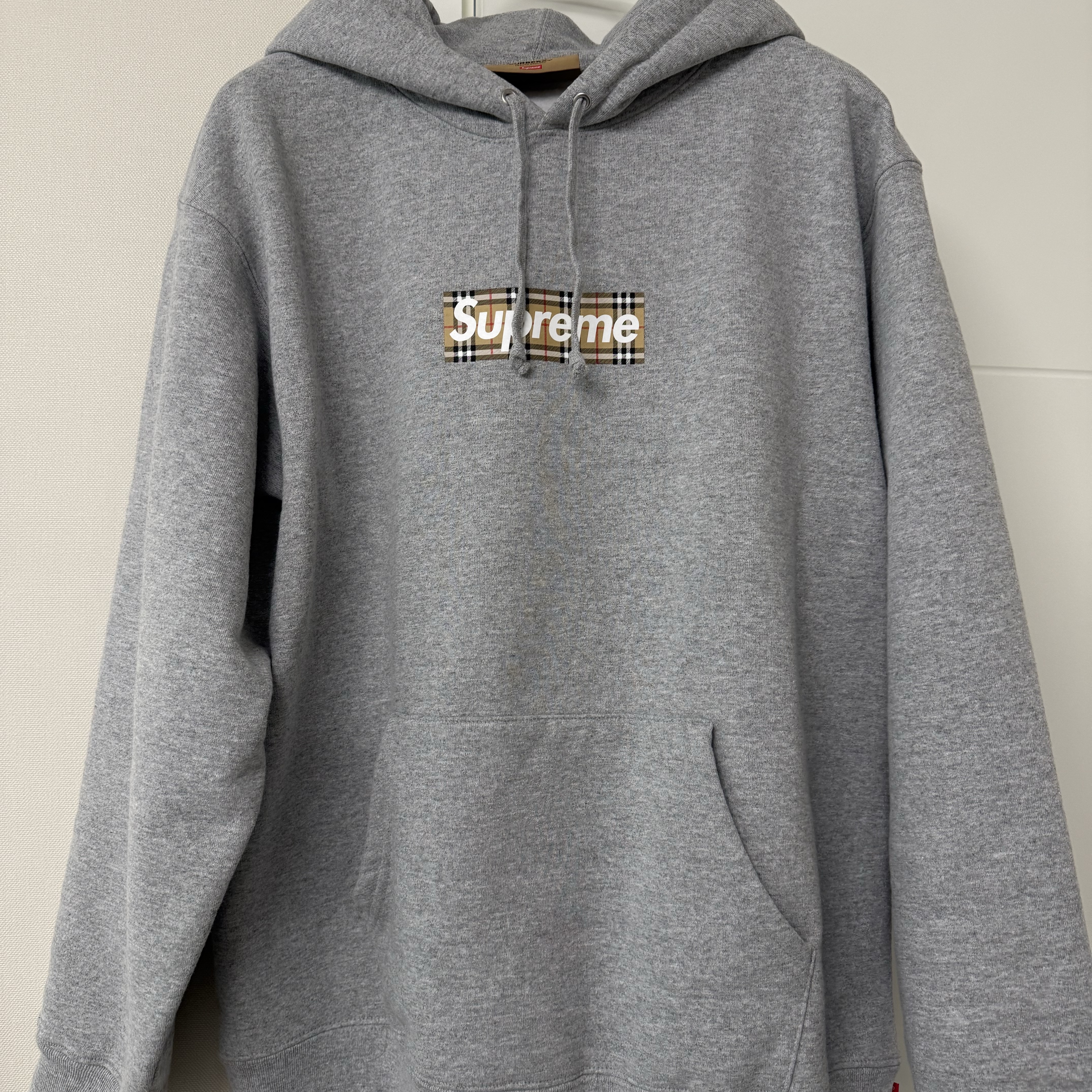 Supreme x Burberry Box Logo Hooded Sweatshirt Heather Grey - 22SS 착용 스타일