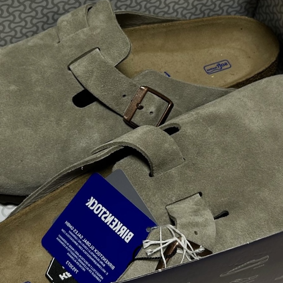 Birkenstock Boston Soft Footbed Taupe - Regular 착용 스타일