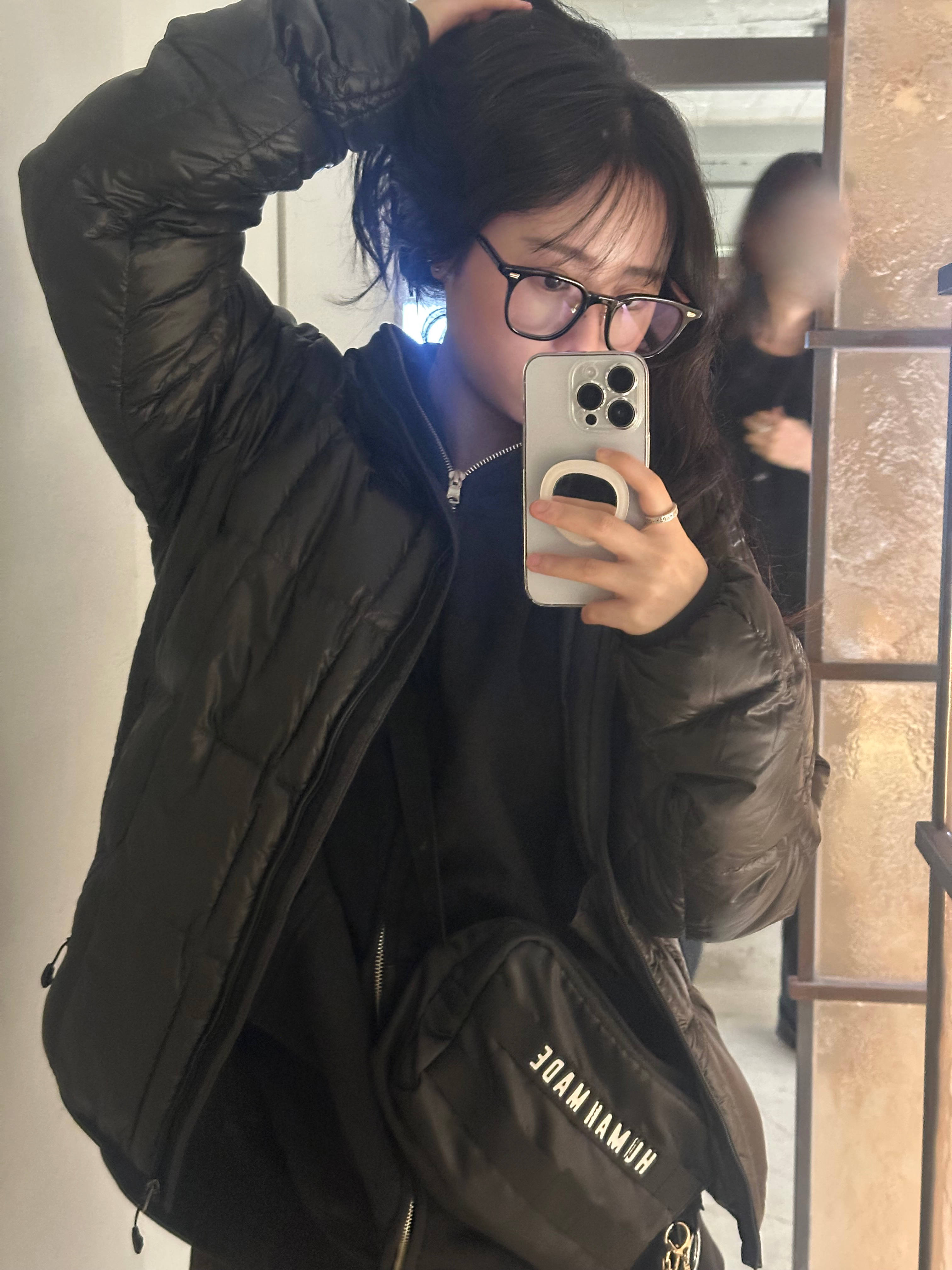 Human Made Military Light Pouch Black, Thisisneverthat Pertex Light Down Jacket Black 착용 스타일 - 1