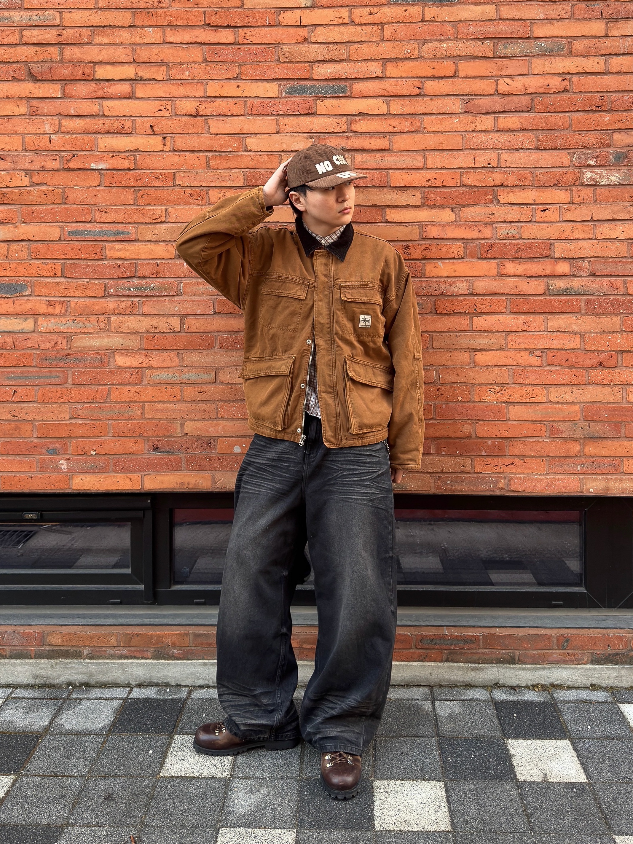Stussy Washed Canvas Shop Jacket Bronze 착용 스타일 - 3