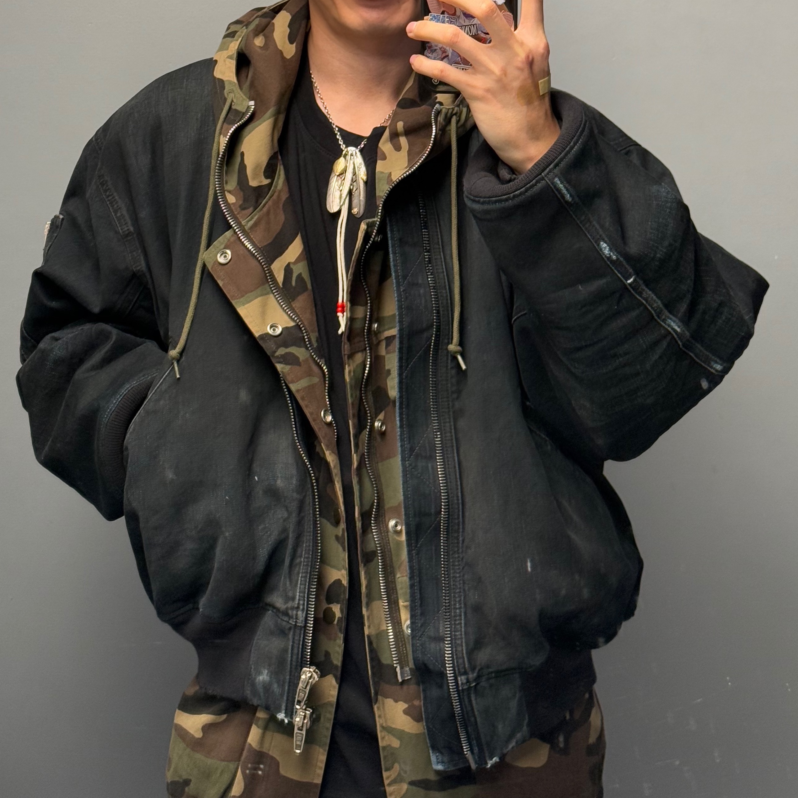 (W) Balenciaga Bomber Jacket Blue 착용 스타일 - 3