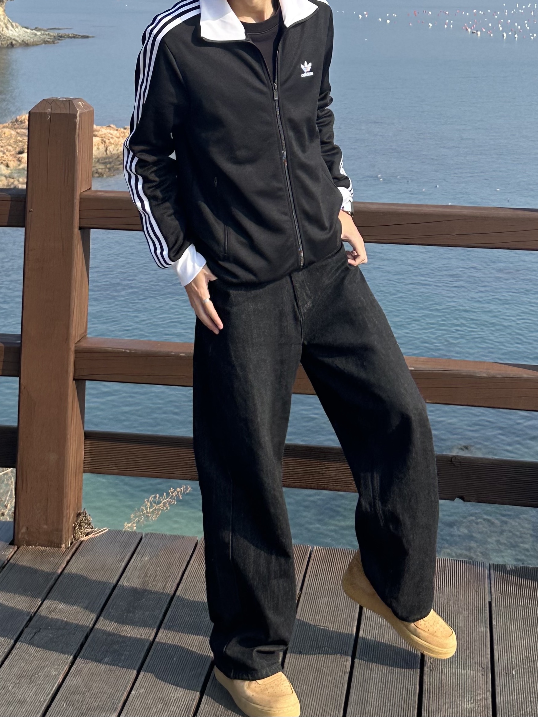 Adidas Adicolor Classics Beckenbauer Track Jacket Black - KR Sizing 착용 스타일