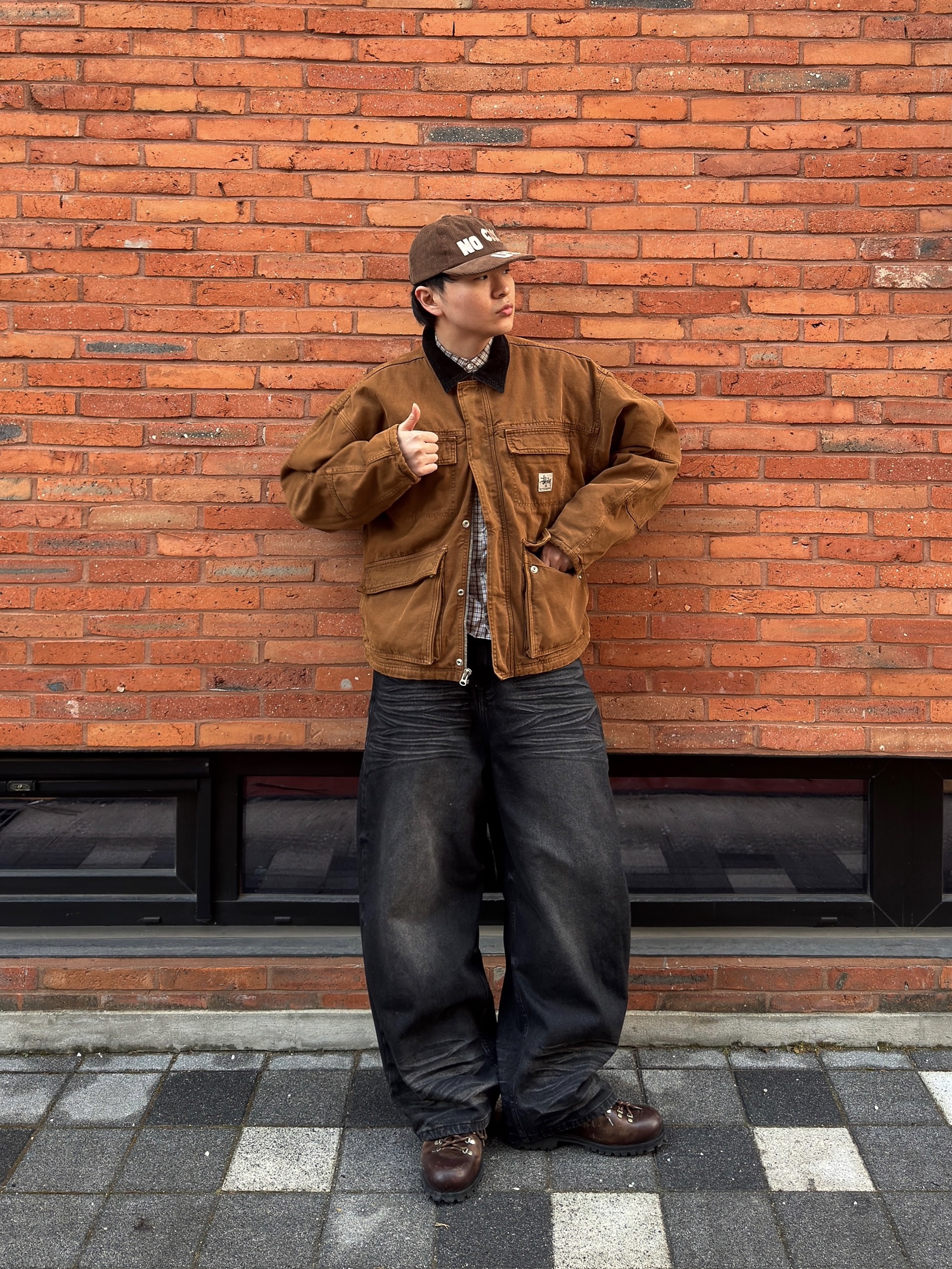 Stussy Washed Canvas Shop Jacket Bronze 착용 스타일 - 4