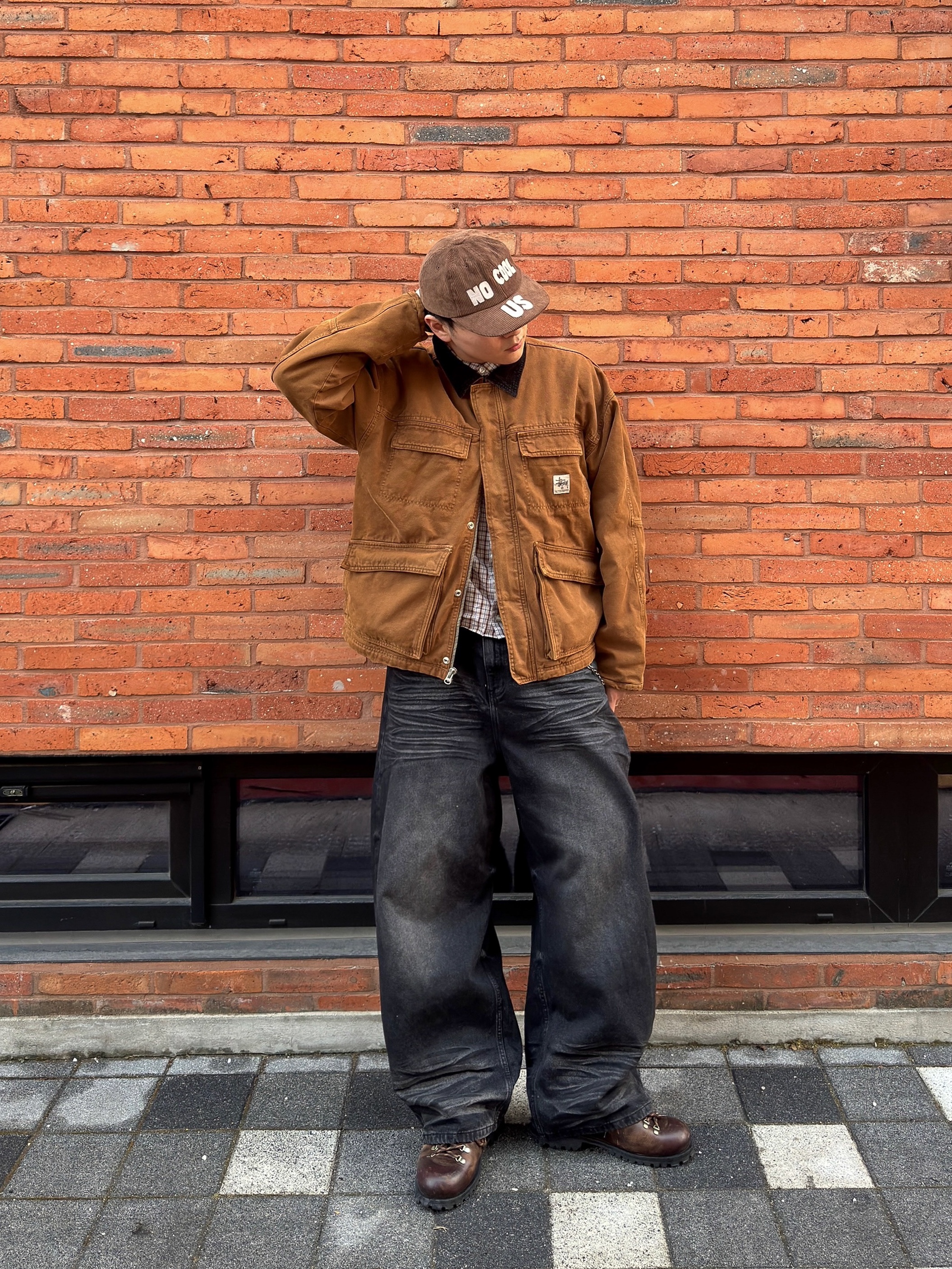 Stussy Washed Canvas Shop Jacket Bronze 착용 스타일 - 1