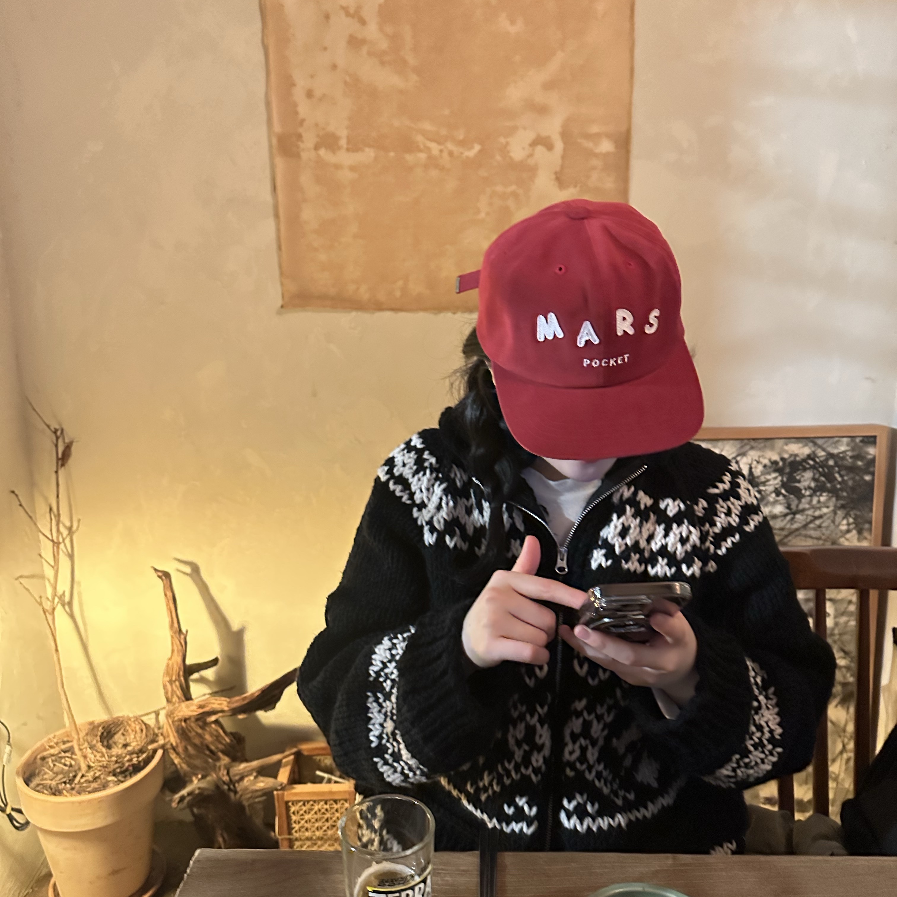 Marspocket Crush Cap Red 착용 스타일 - 2