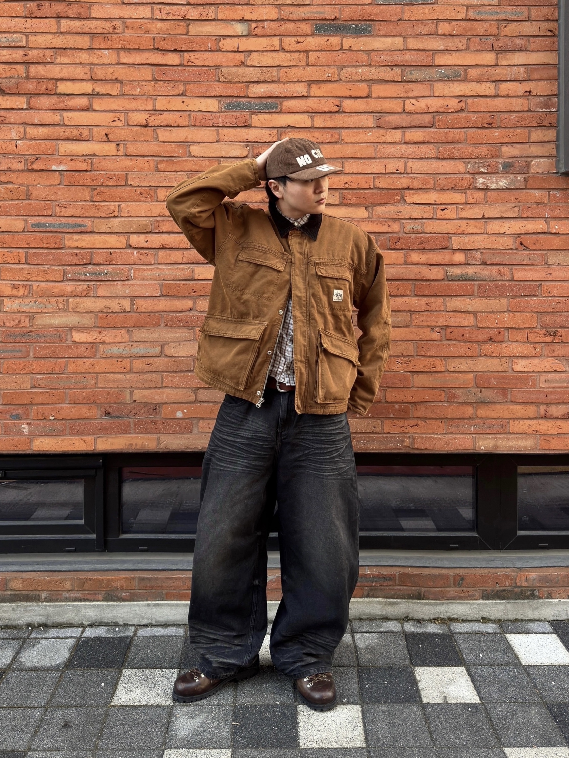 Stussy Washed Canvas Shop Jacket Bronze 착용 스타일 - 2