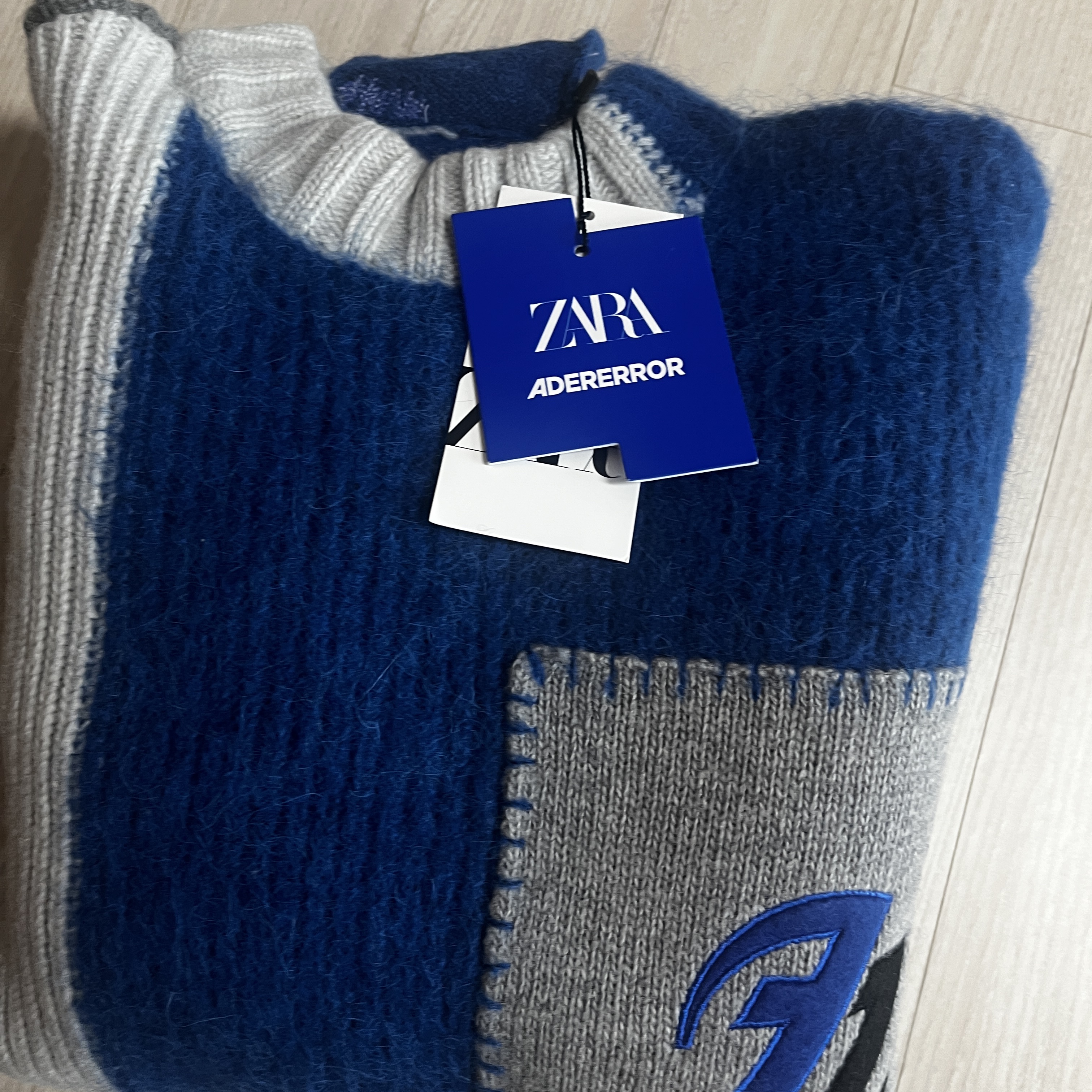 Zara x Ader Error Patchwork Oversize Knit Sweater Multicolor 착용 스타일