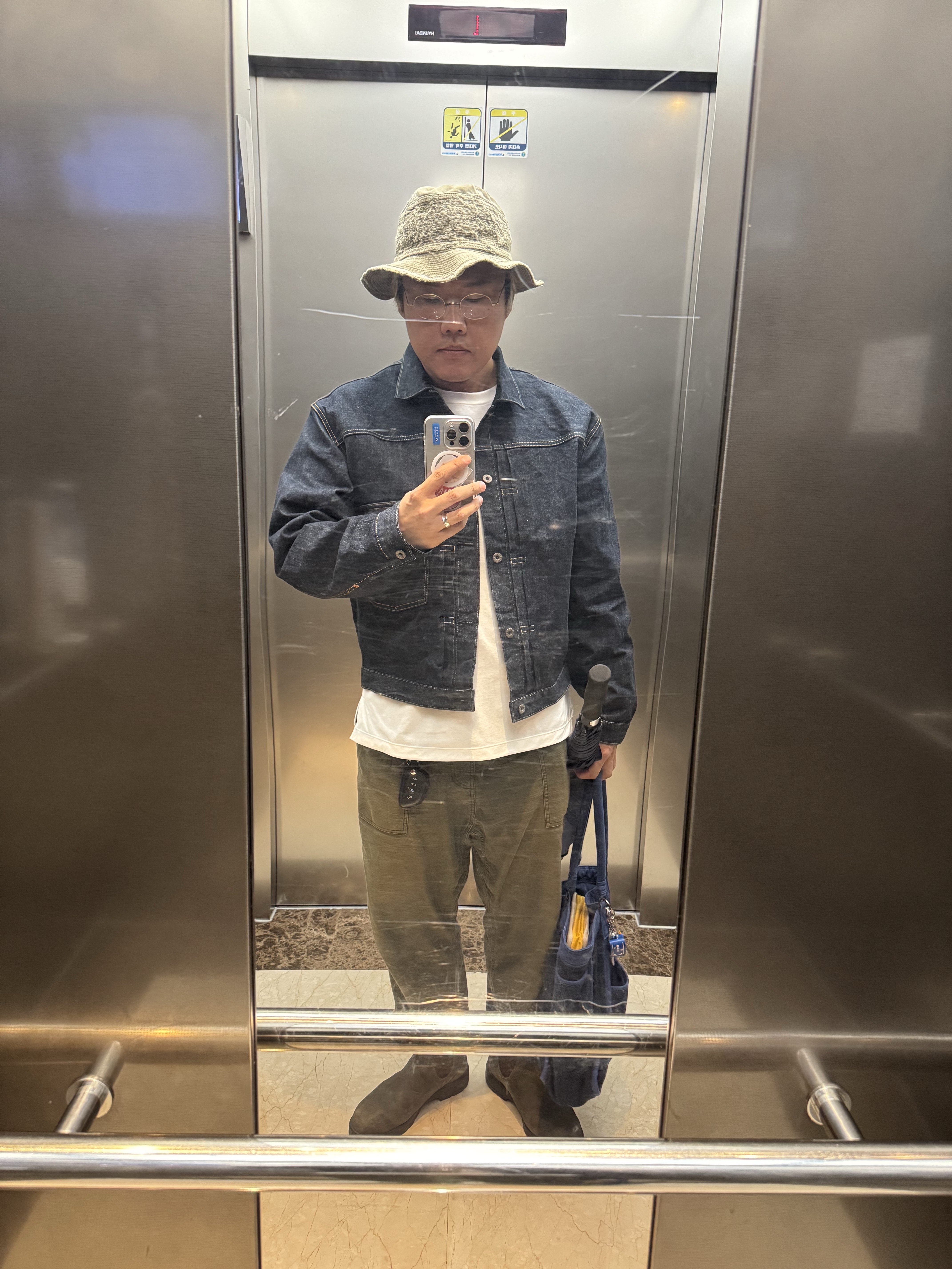 Kapital 14 oz. Denim 1ST One Wash Jacket Indigo, Kapital Chino The Old Man and The Sea Hat Beige 착용 스타일