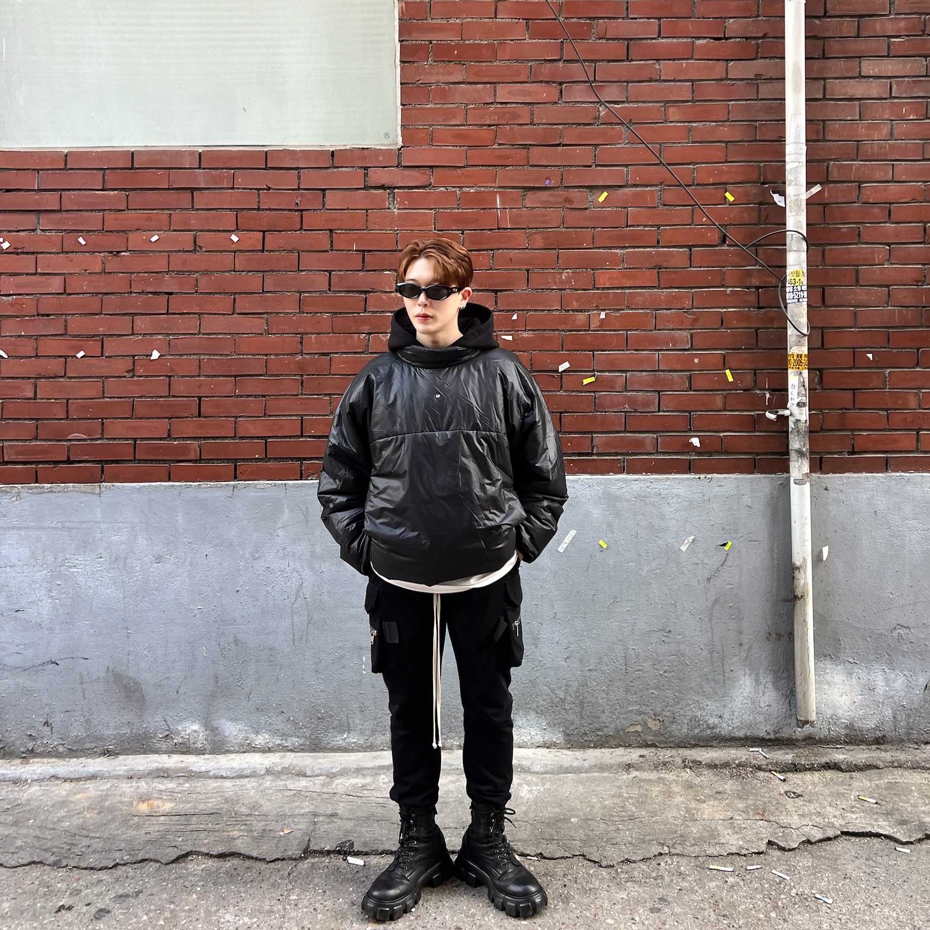 Gentle Monster Void 01 Black, Stussy Basic Stussy Hoodie Black 착용 스타일 - 3