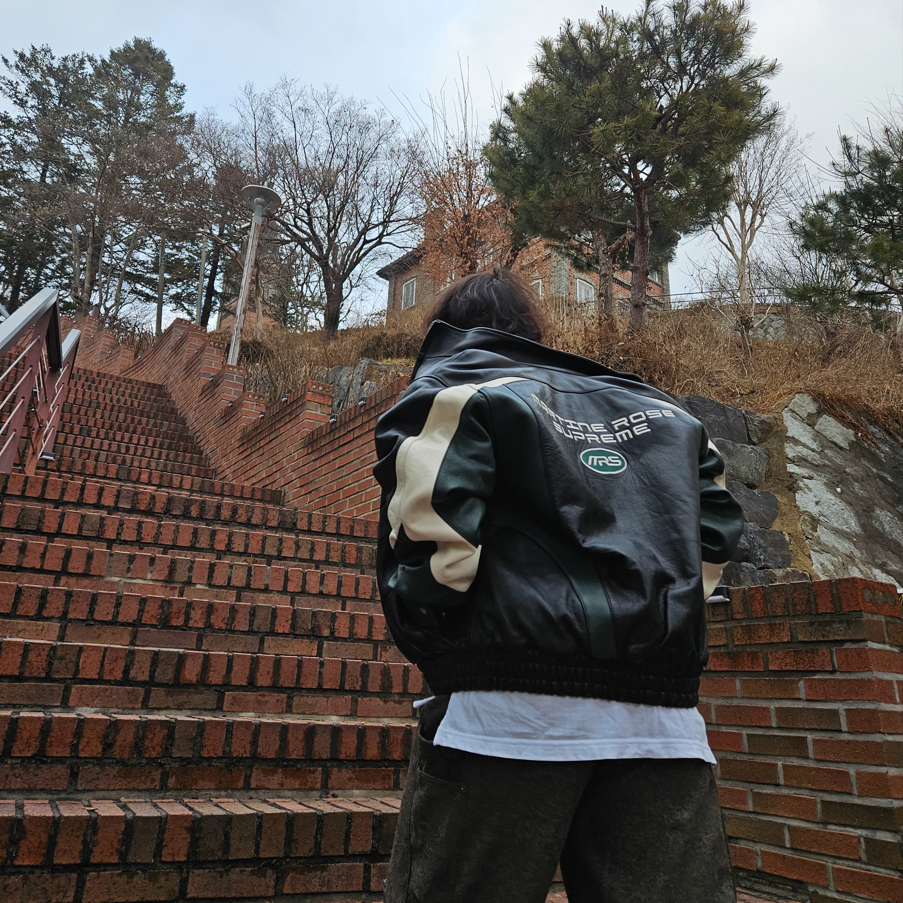 Supreme x Martine Rose Leather Jacket Black - 24FW 착용 스타일 - 1