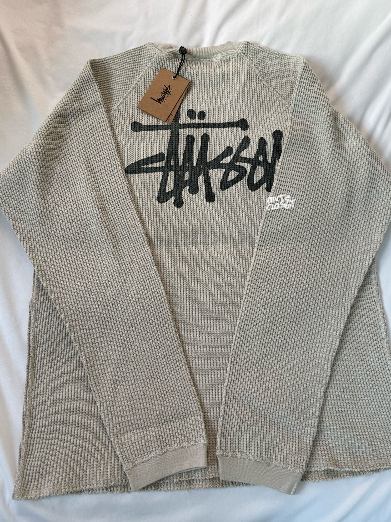 Stussy Raglan Thermal LS Crew Bone 착용 스타일 - 1