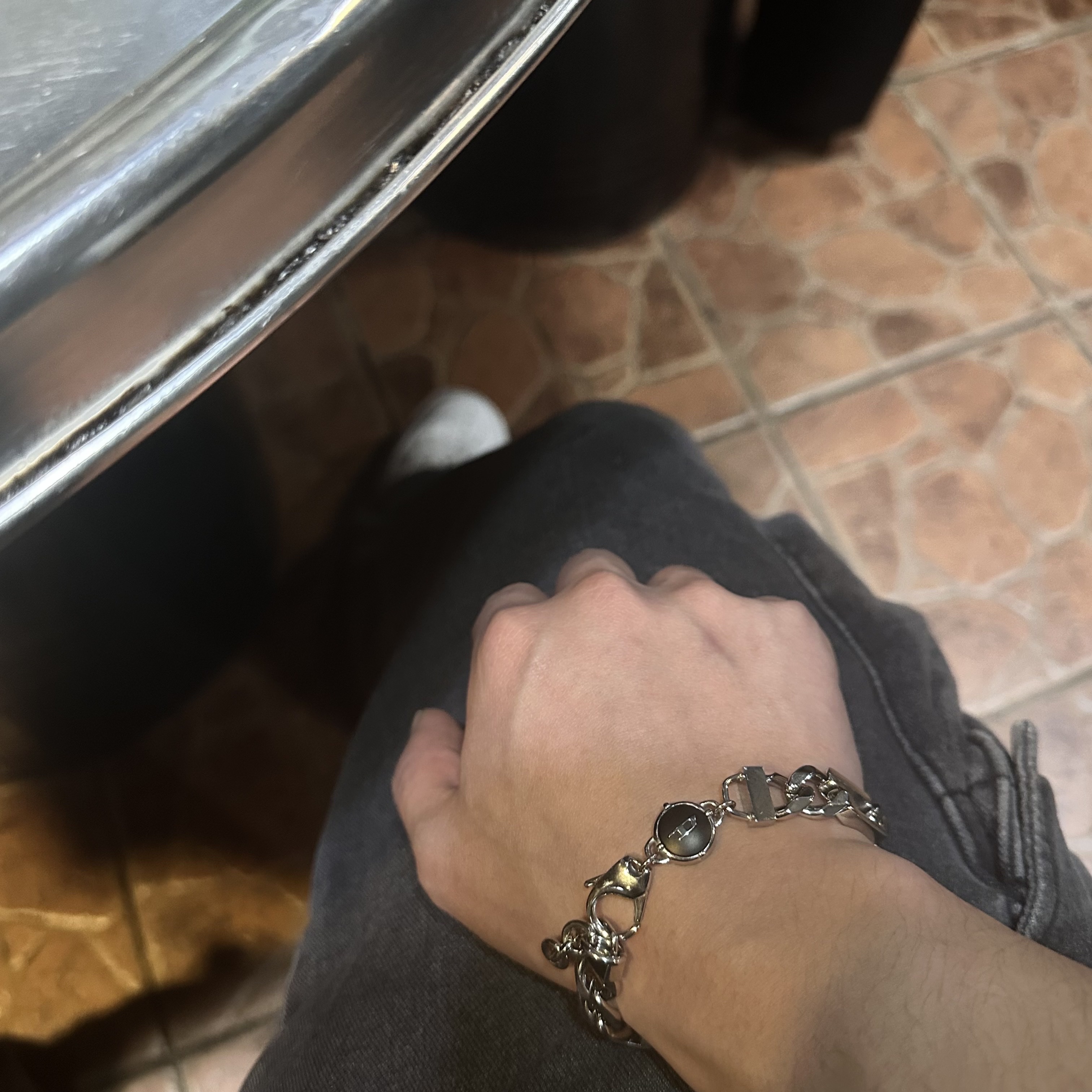 Diesel Dx1351 Stainless Steel Chain Bracelet Silver 착용 스타일