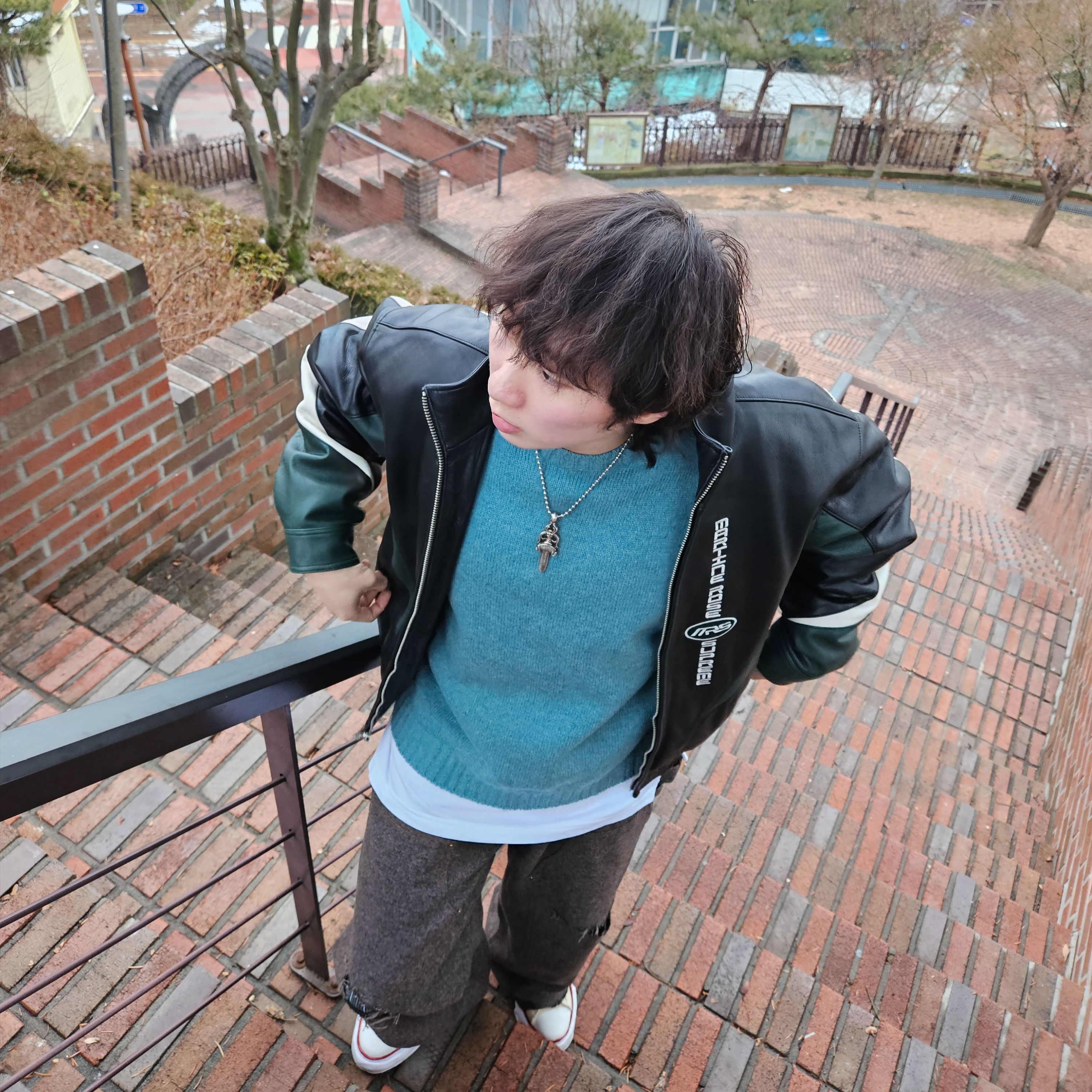 Supreme x Martine Rose Leather Jacket Black - 24FW 착용 스타일 - 2