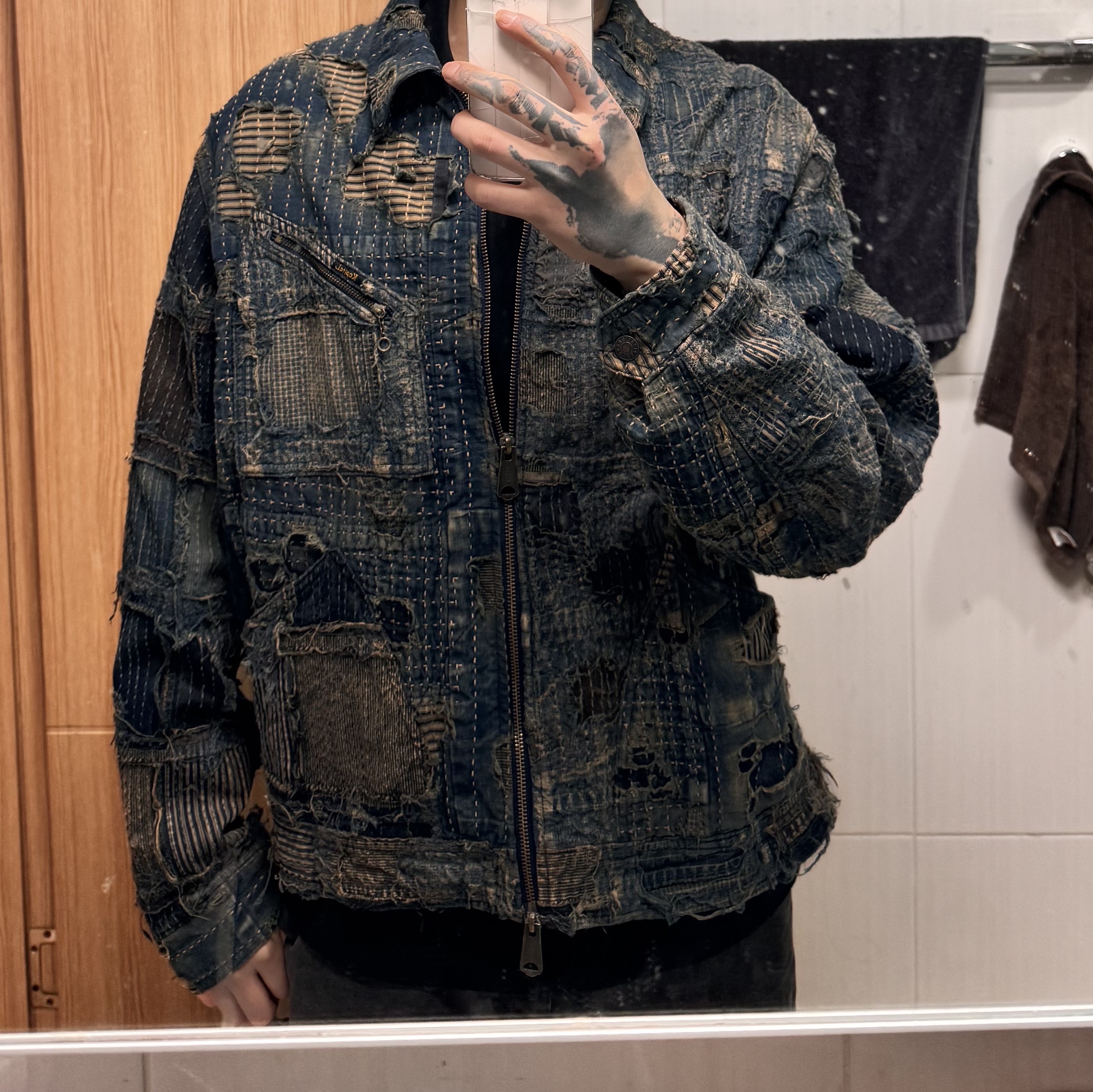Kapital Boro Zip Up Indigo 착용 스타일