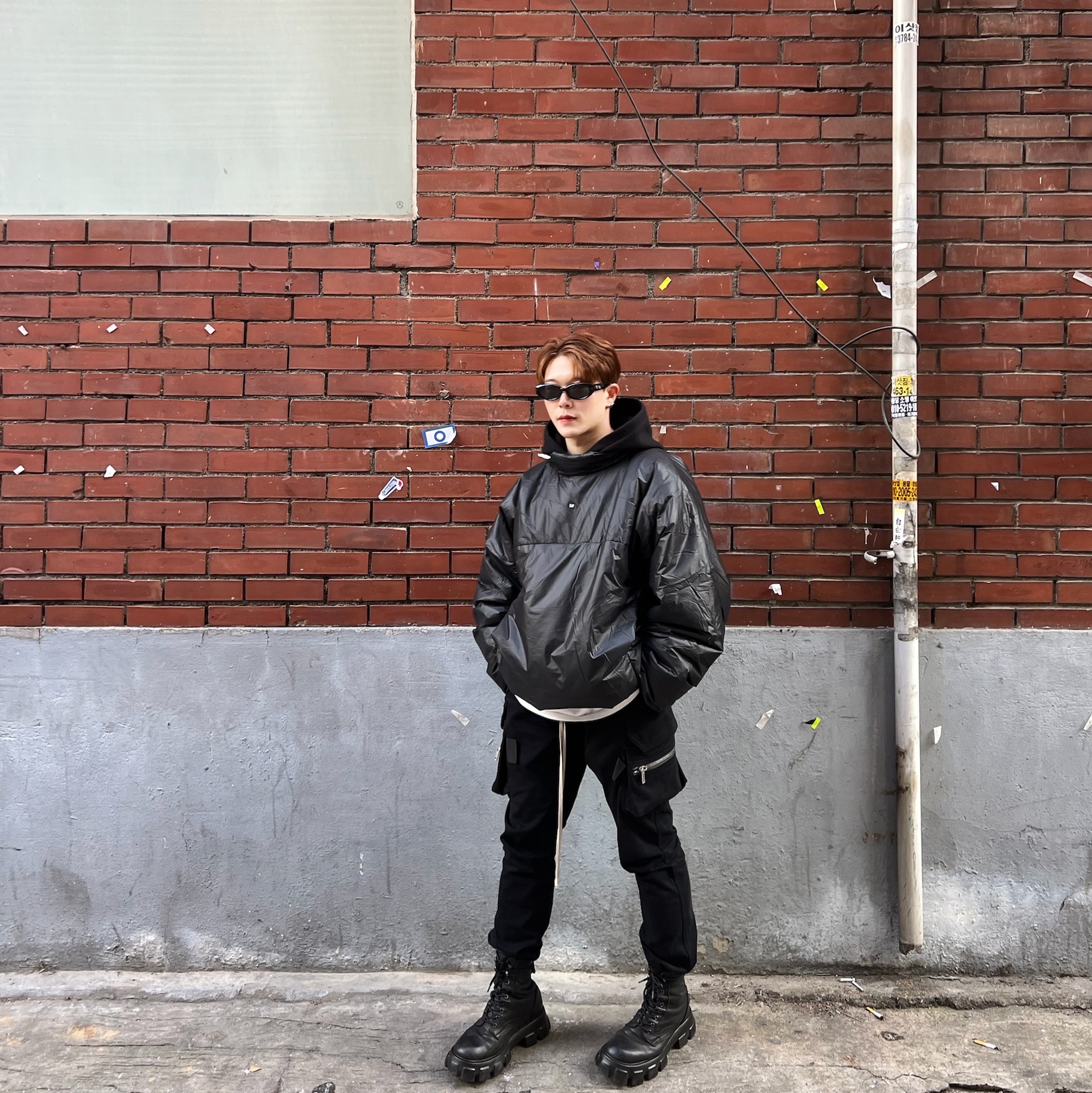 Gentle Monster Void 01 Black, Stussy Basic Stussy Hoodie Black 착용 스타일 - 2