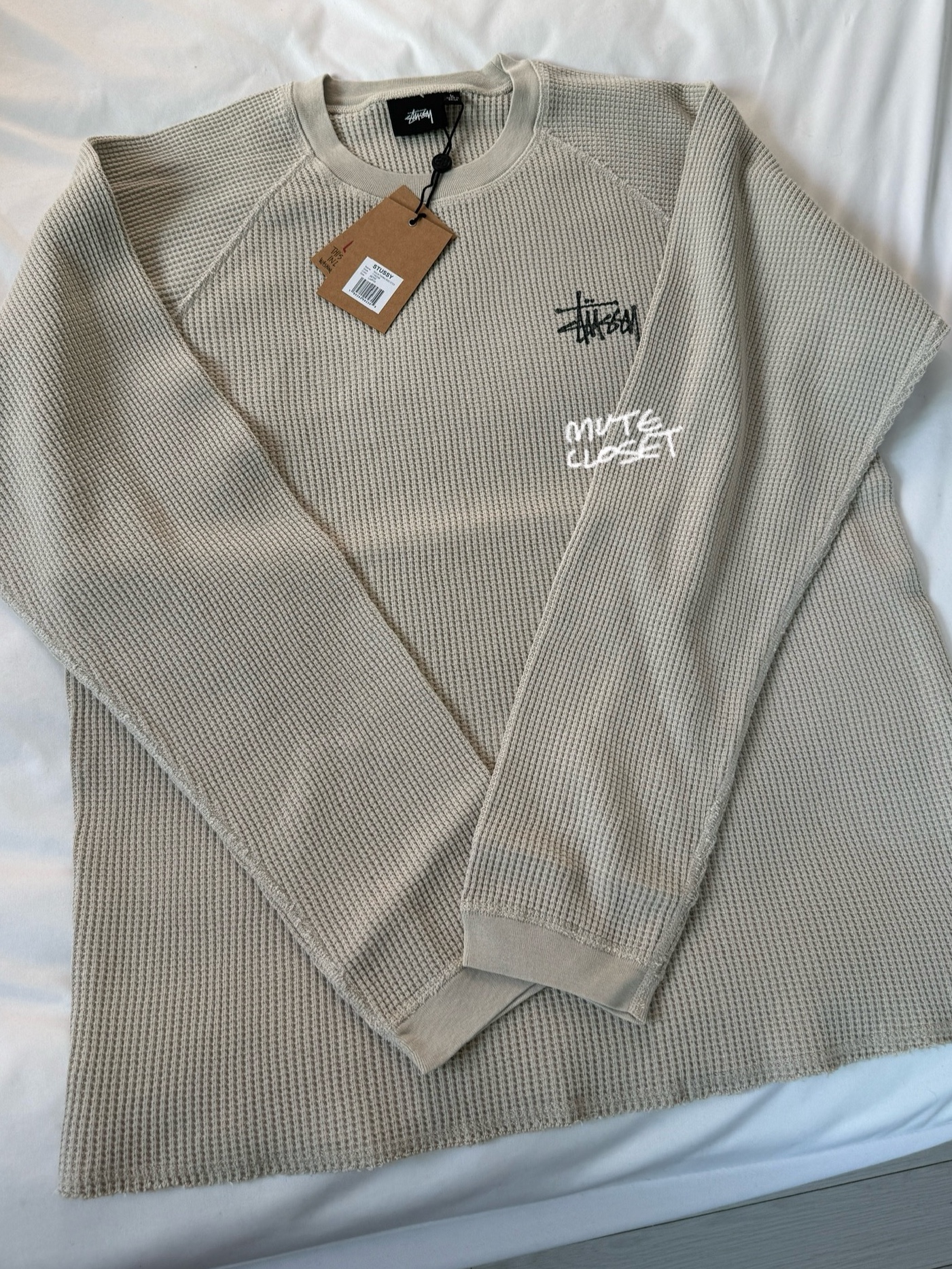 Stussy Raglan Thermal LS Crew Bone 착용 스타일 - 2