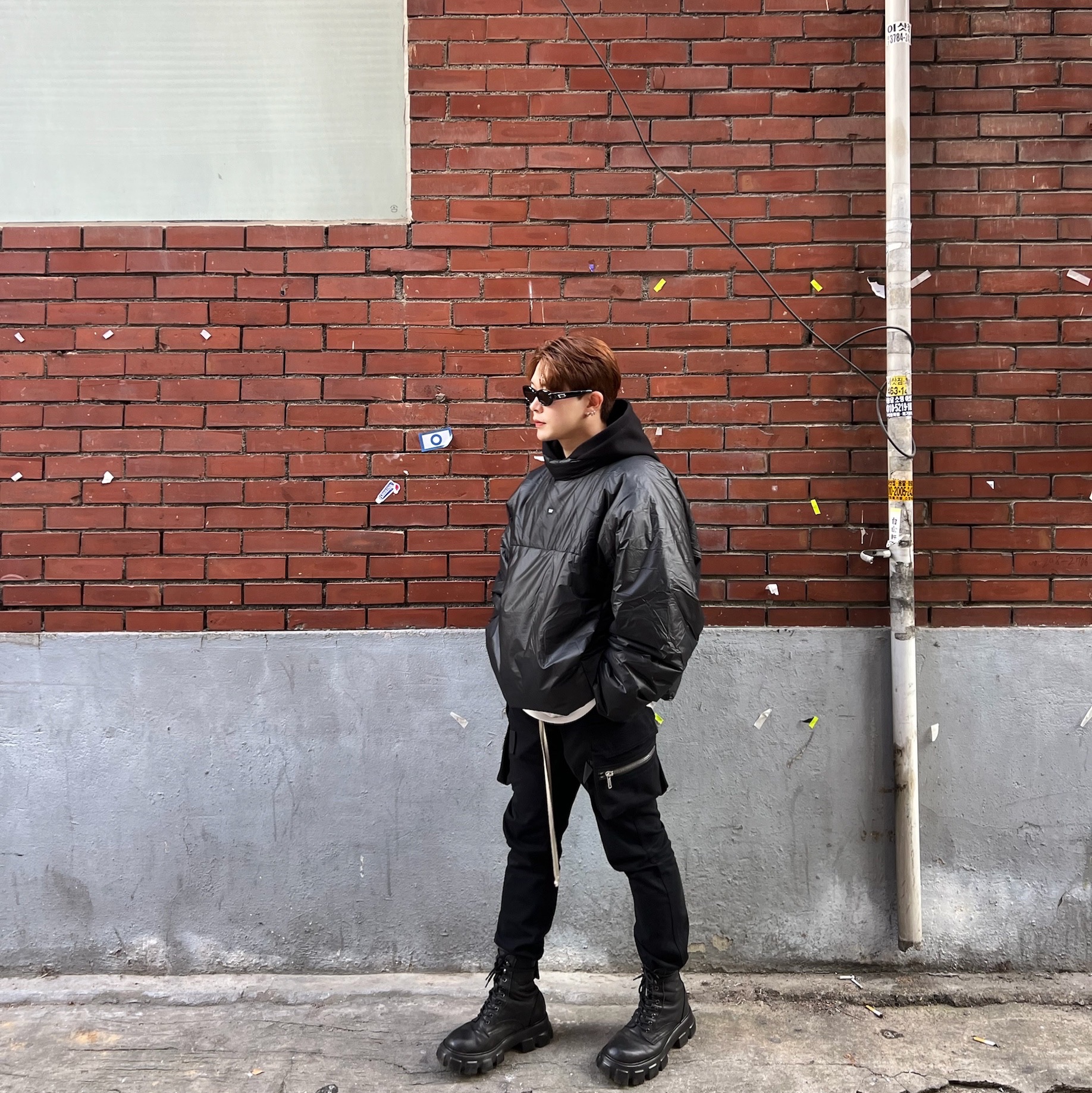 Gentle Monster Void 01 Black, Stussy Basic Stussy Hoodie Black 착용 스타일 - 1