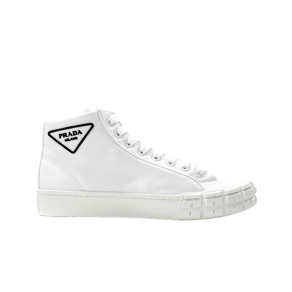 프라다 카세타 휠 하이탑 나일론 개버딘 스니커즈 화이트(Prada Cassetta Wheel High-Top Nylon Gabardine Sneakers White) - 1