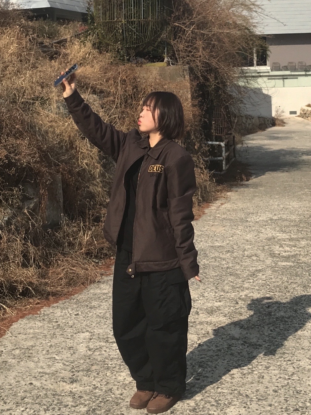 (W) Nike Air Force 1 '07 Cacao Wow, Needles H.D. BDU Pants Black 착용 스타일 - 2