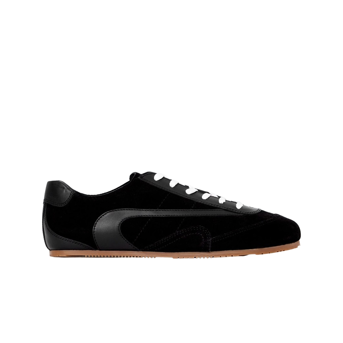(W) 코스 미니멀 스웨이드 트레이너 블랙((W) COS Minimal Suede Trainers Black)