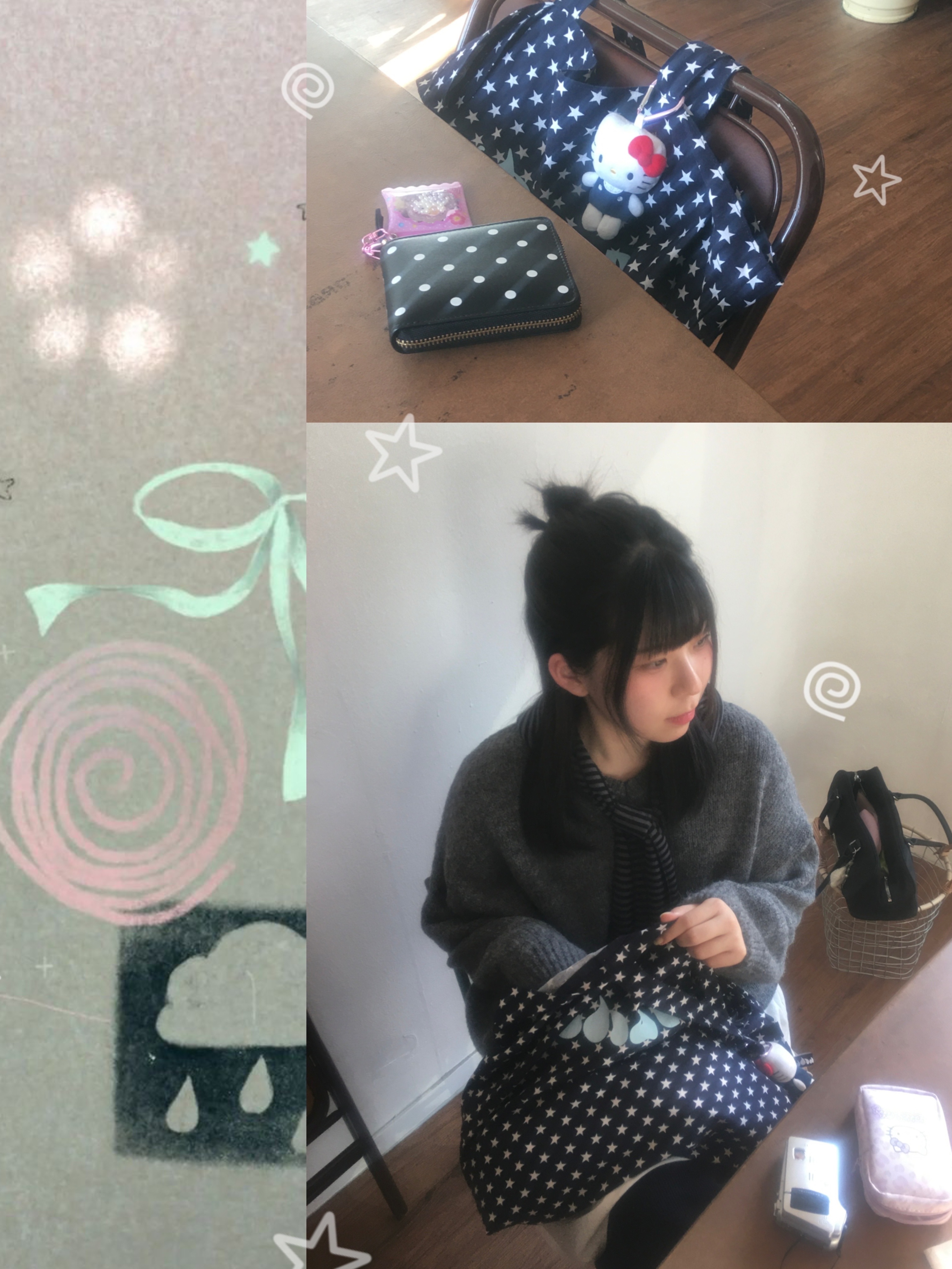 Comme des Garcons SA3100PD Polka Dot Printed Wallet Black, New Balance 878 Gray 착용 스타일 - 1