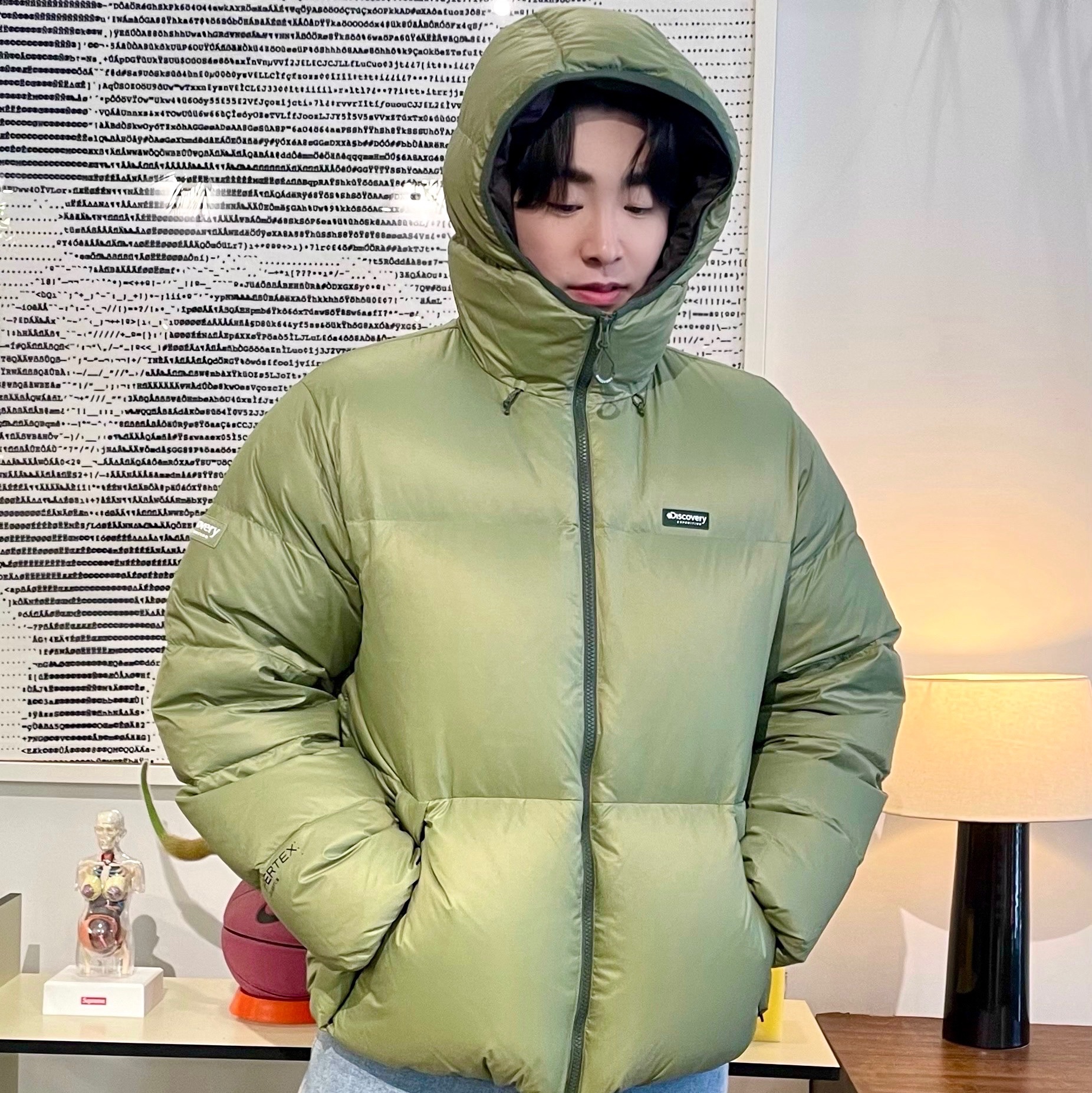 Discovery Expedition Alton Pertex Quantum Gorpcore Goose Down Khaki 착용 스타일 - 2