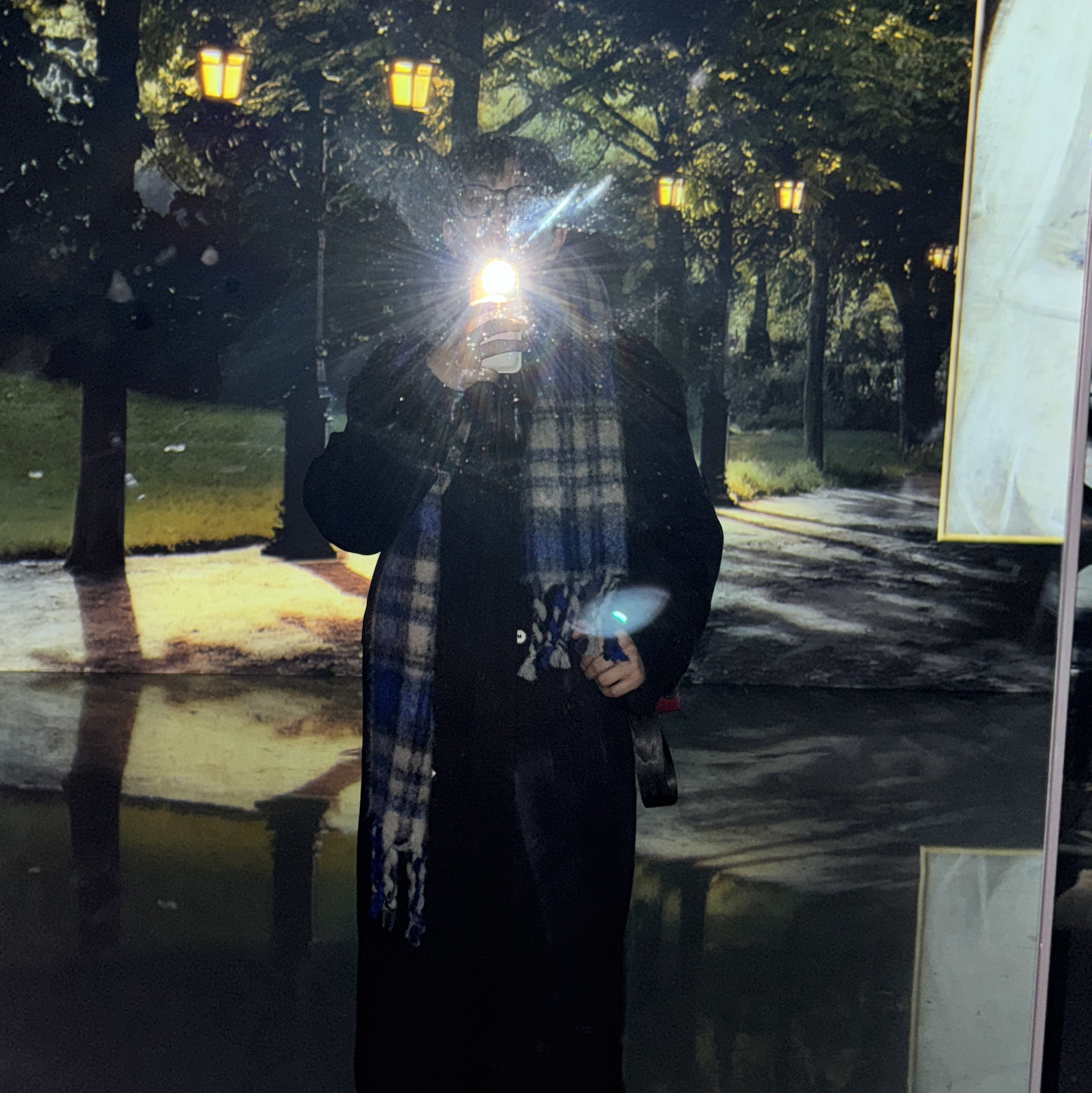 Ader Error Revint Plaid Muffler Z-Blue 착용 스타일