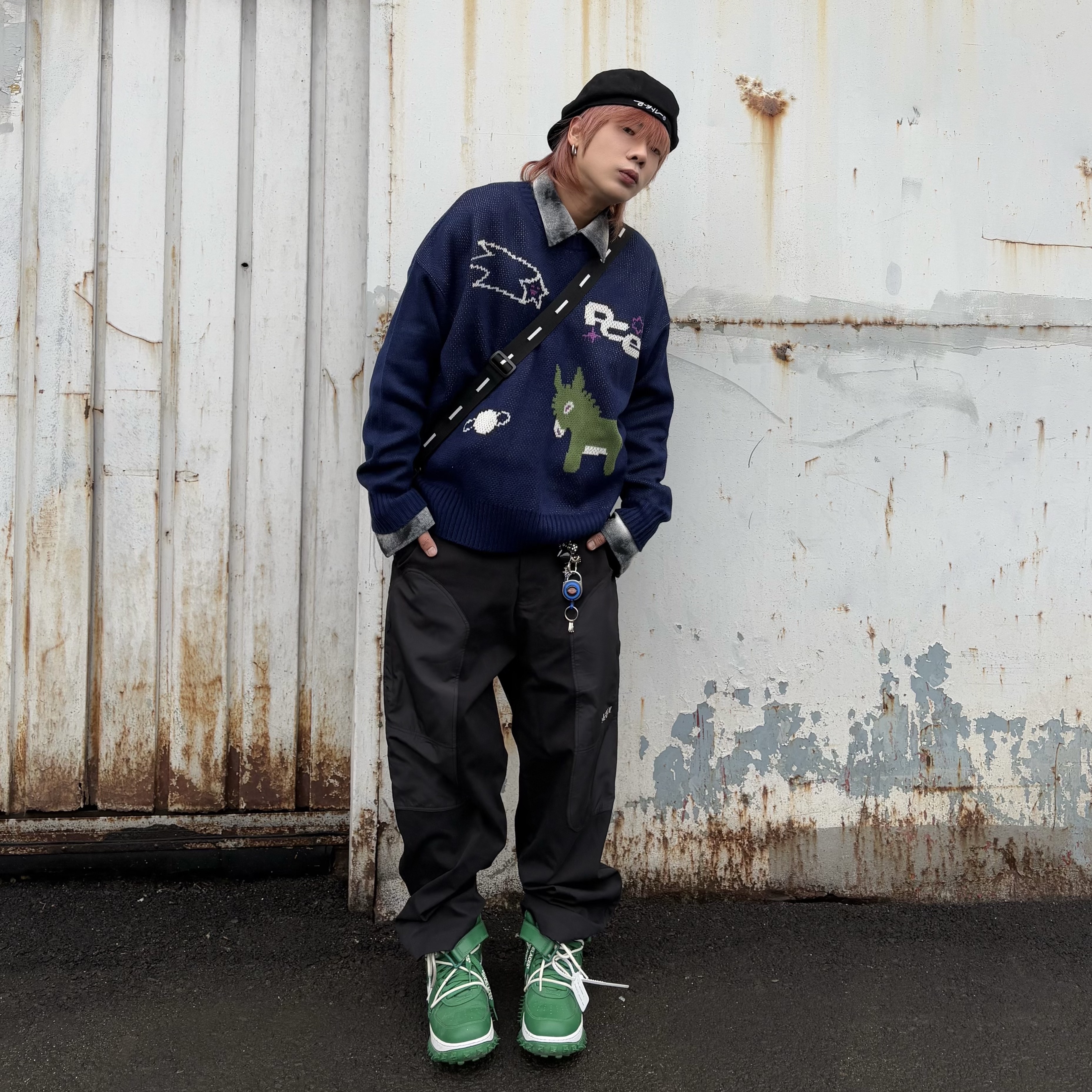 Nike x Off-White Air Force 1 Mid SP Leather Pine Green 착용 스타일 - 1