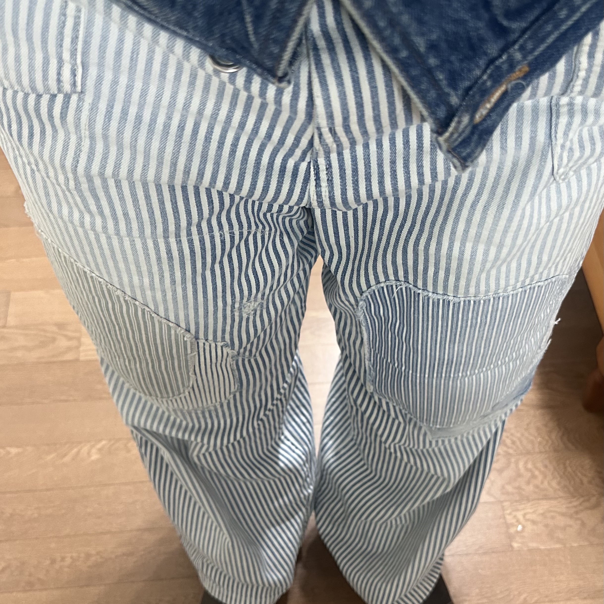 Kapital 10 oz. Hickory Painterport Baggy Pants Champetre Remake Hickory 착용 스타일 - 4
