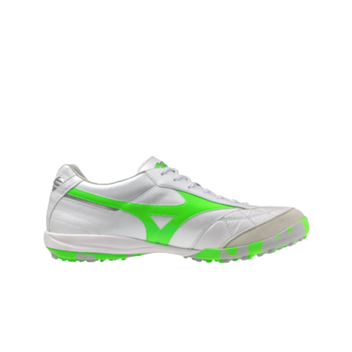 미즈노 모렐리아 살라 재팬 TF 화이트 네온 그린(Mizuno Morelia Sala Japan TF White Neon Green)