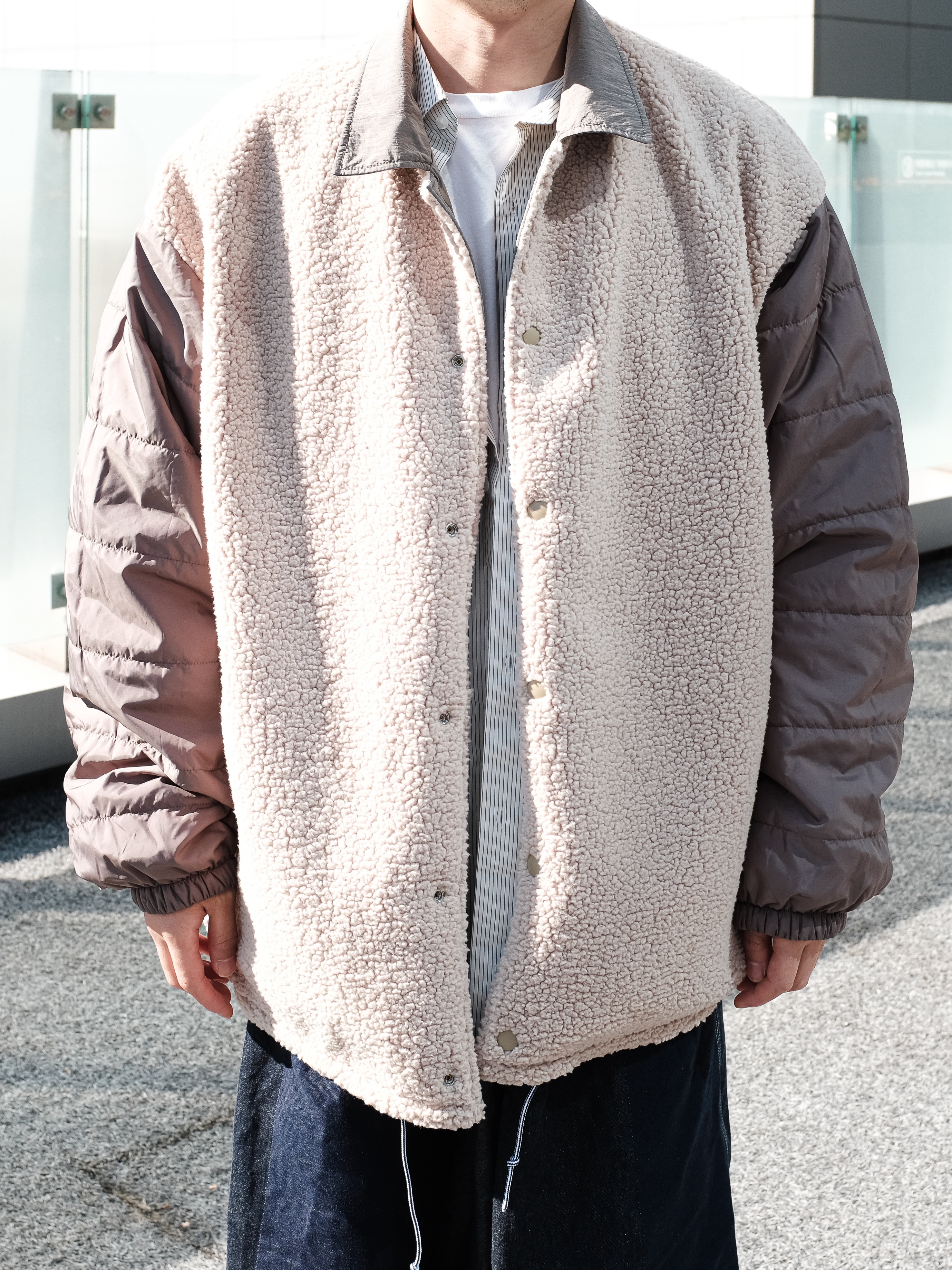 Nanamica Reversible Wind Jacket Beige, Clarks Wallabee Gtx Suede Black 착용 스타일 - 7