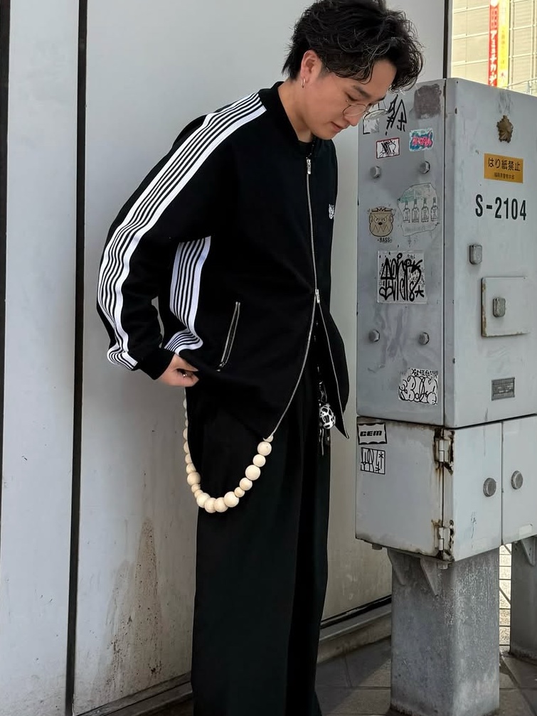 Adidas Beckenbauer Track Top Black Energy Ink - KR Sizing, Needles Track Jacket Poly Smooth Black White 착용 스타일 - 3