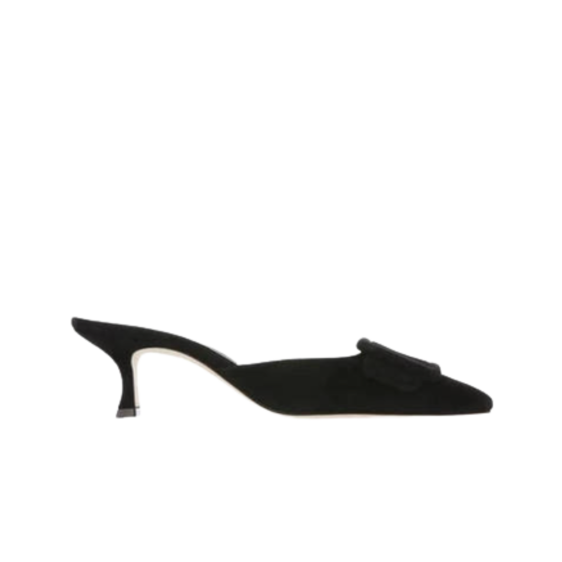 (W) 마놀로 블라닉 메이세일 스웨이드 뮬 블랙((W) Manolo Blahnik Maysale Suede Mules Black)