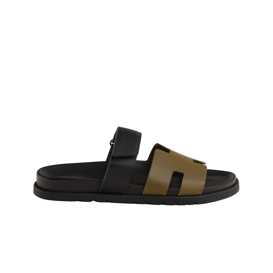 H222858ZHVT Hermes Chypre Sandal Calfskin & Vert Toundra Noir