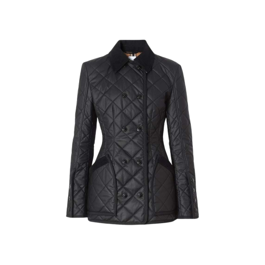(W) Burberry Diamond Quilted Cotton Jacket Black