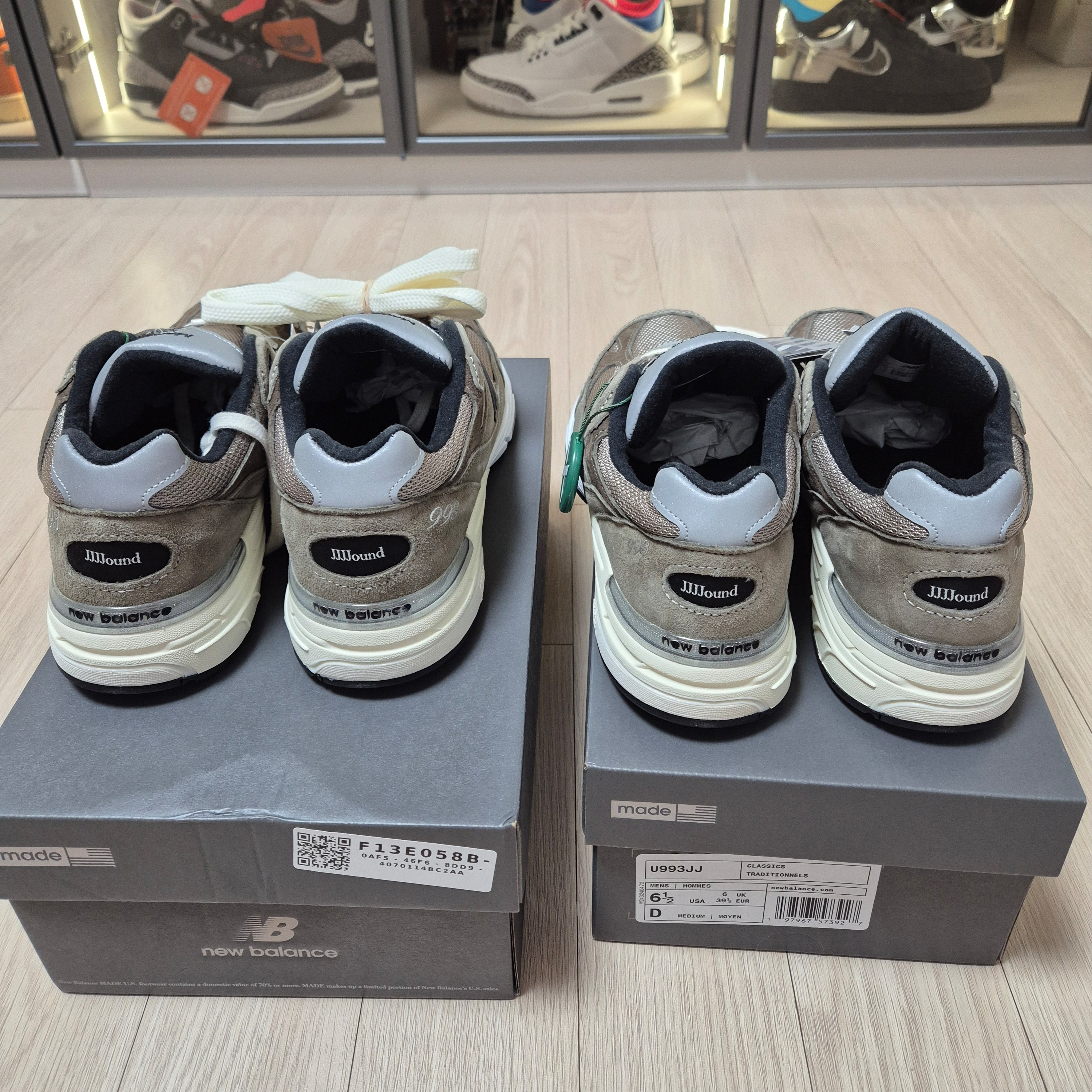 New Balance x JJJJound 993 Made in USA Mushroom White 착용 스타일 - 2