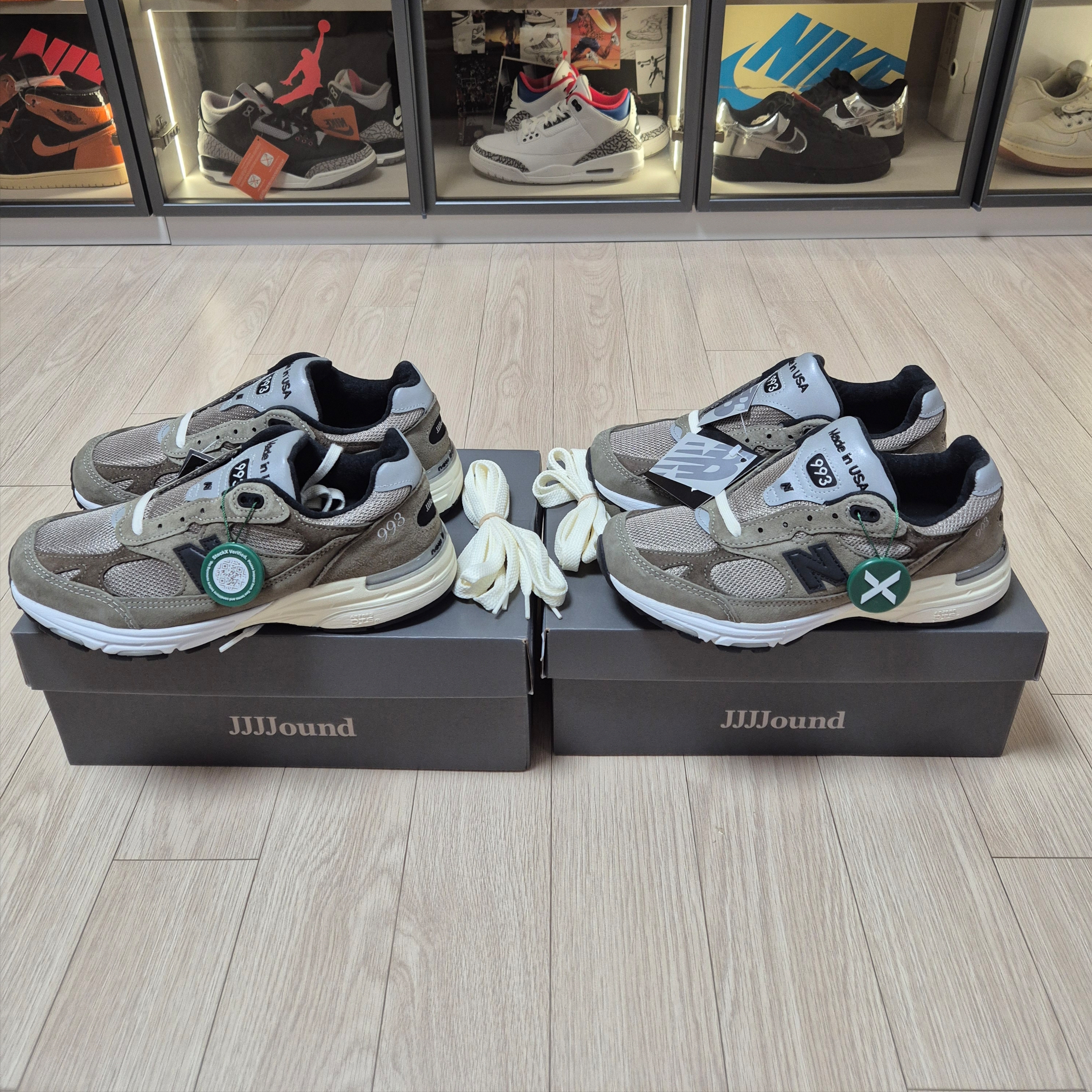 New Balance x JJJJound 993 Made in USA Mushroom White 착용 스타일 - 3
