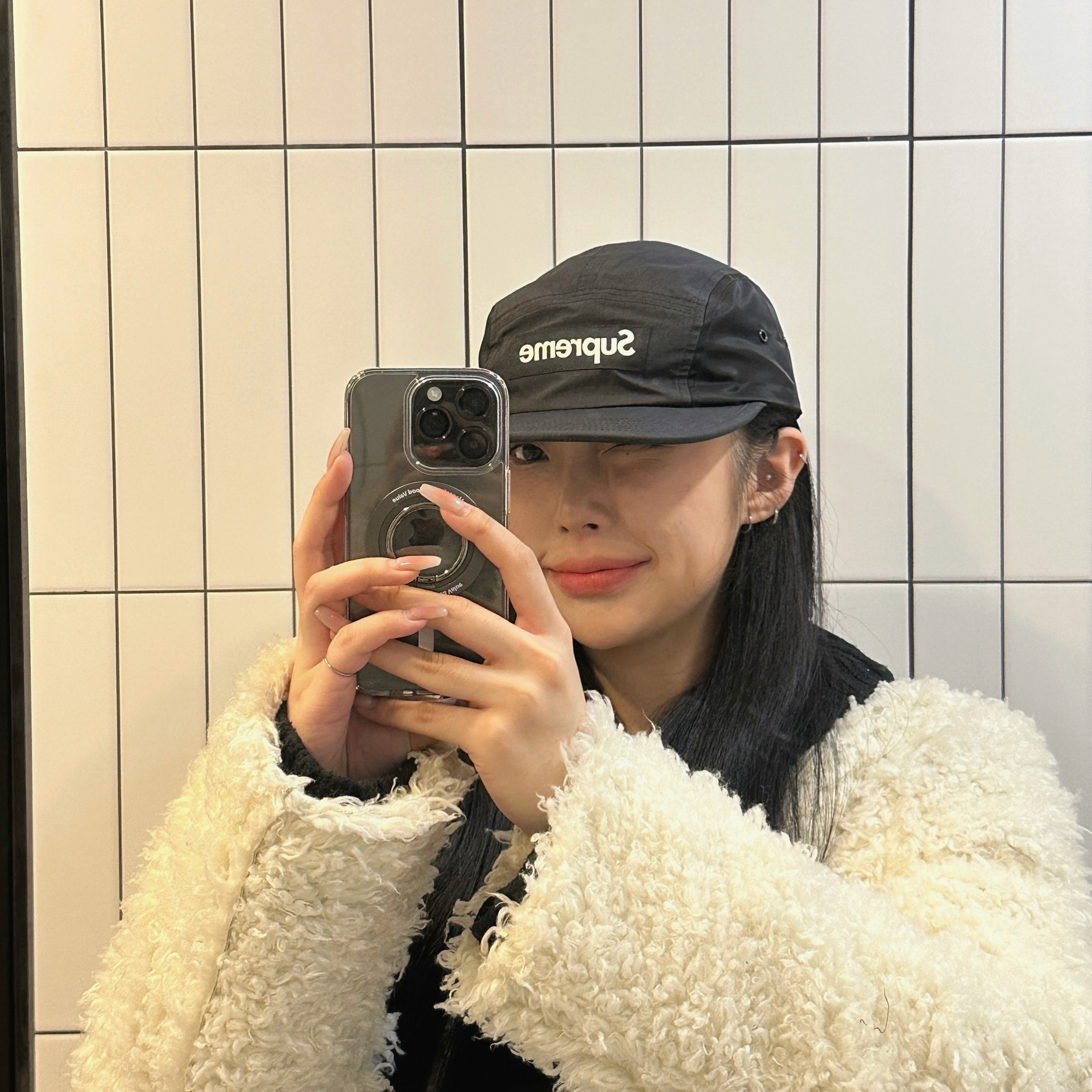 Supreme Waxed Ripstop Camp Cap Black - 24FW 착용 스타일