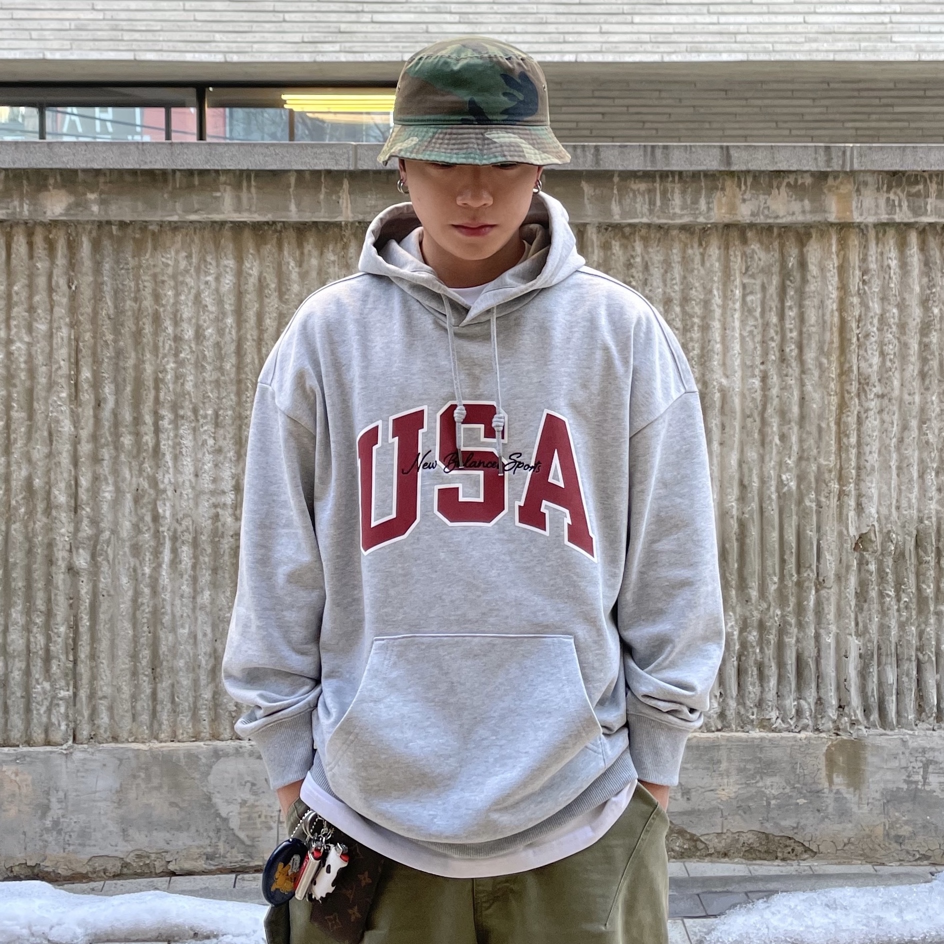Farfromwhat Far Layered Work Pants Olive 착용 스타일 - 2
