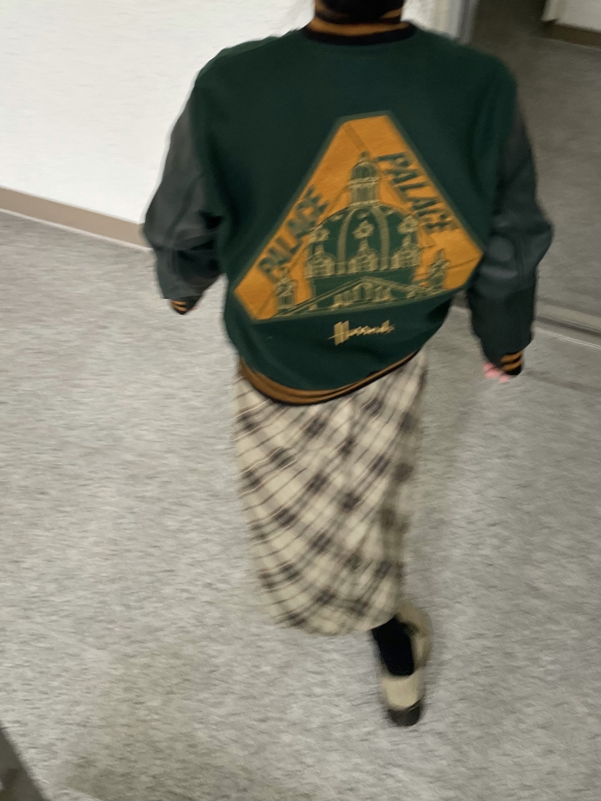 Palace x Harrods x Golden Bear Varsity Jacket Green - 21FW 착용 스타일 - 2