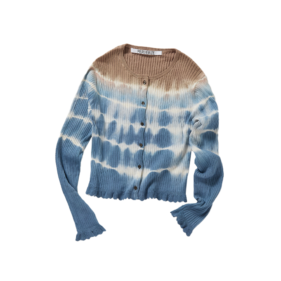 KW5BKNCPZ01BL Perverze Women Dip-dye Rib Knit Cardigan - 25SS