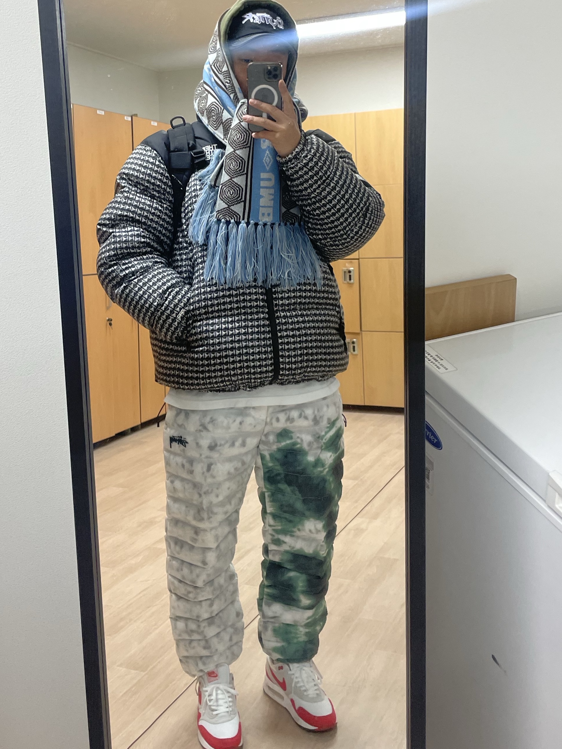 Supreme x The North Face Studded Nuptse Jacket Black - 21SS, Nike x Stussy Insultd Pants White Gorge Green - Asia 착용 스타일